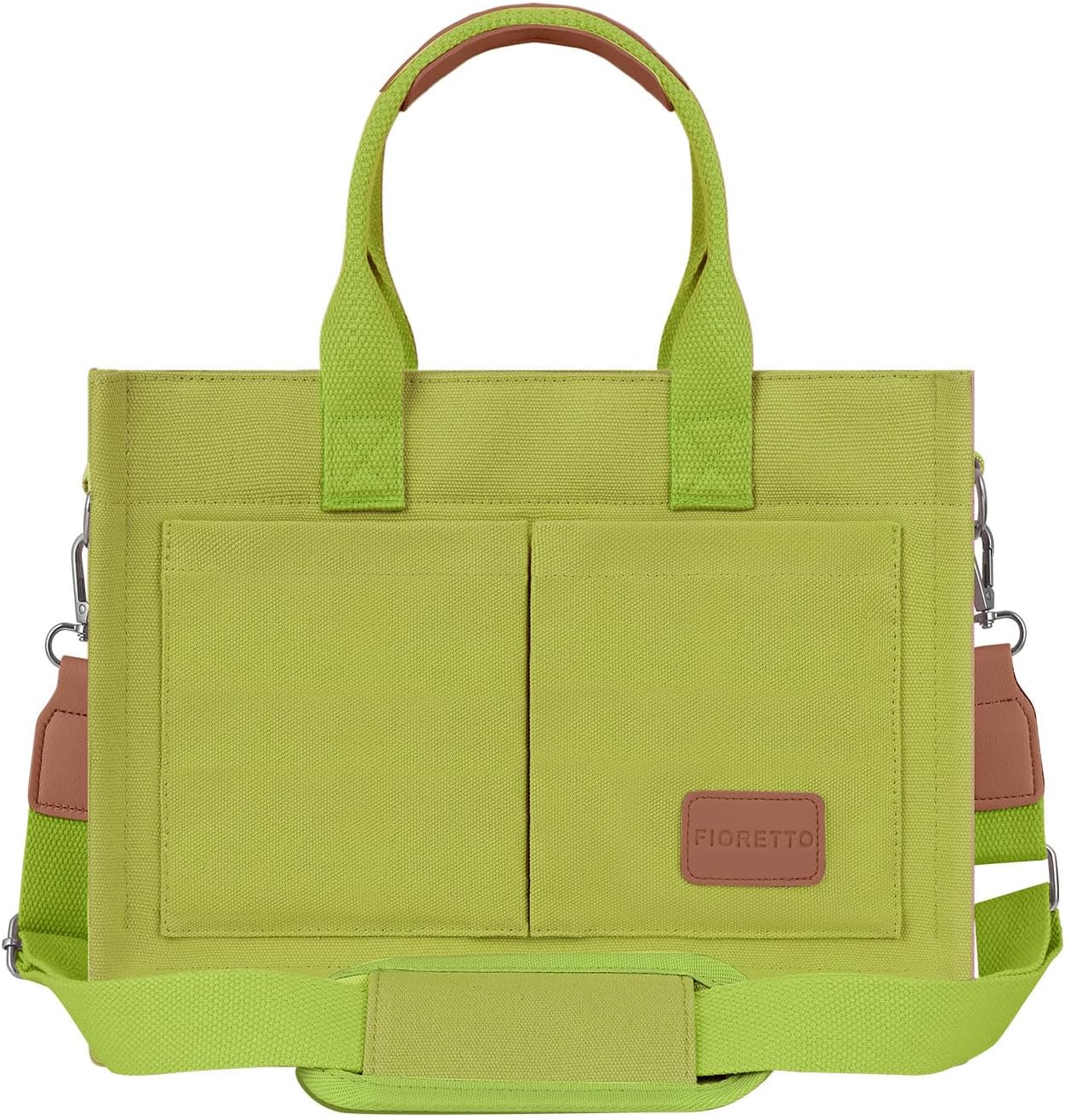 FIORETTO Canvas Tote Bag for Women with Zipper Closure & Individual Compartments for Work College for Teacher & Nurse
