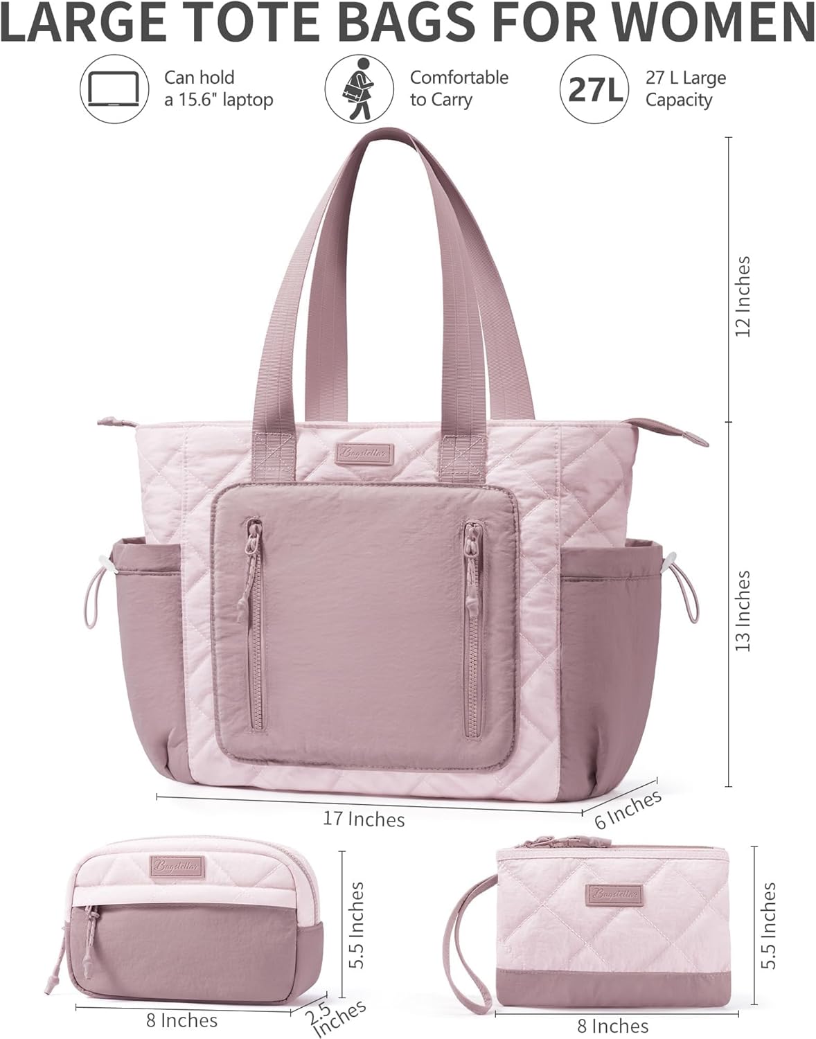 Puffer Tote Bag for Women, Lightweight Puffy Work Laptop Handbag Teacher Nurse Quilted Shoulder School Daily Travel Gym Bags