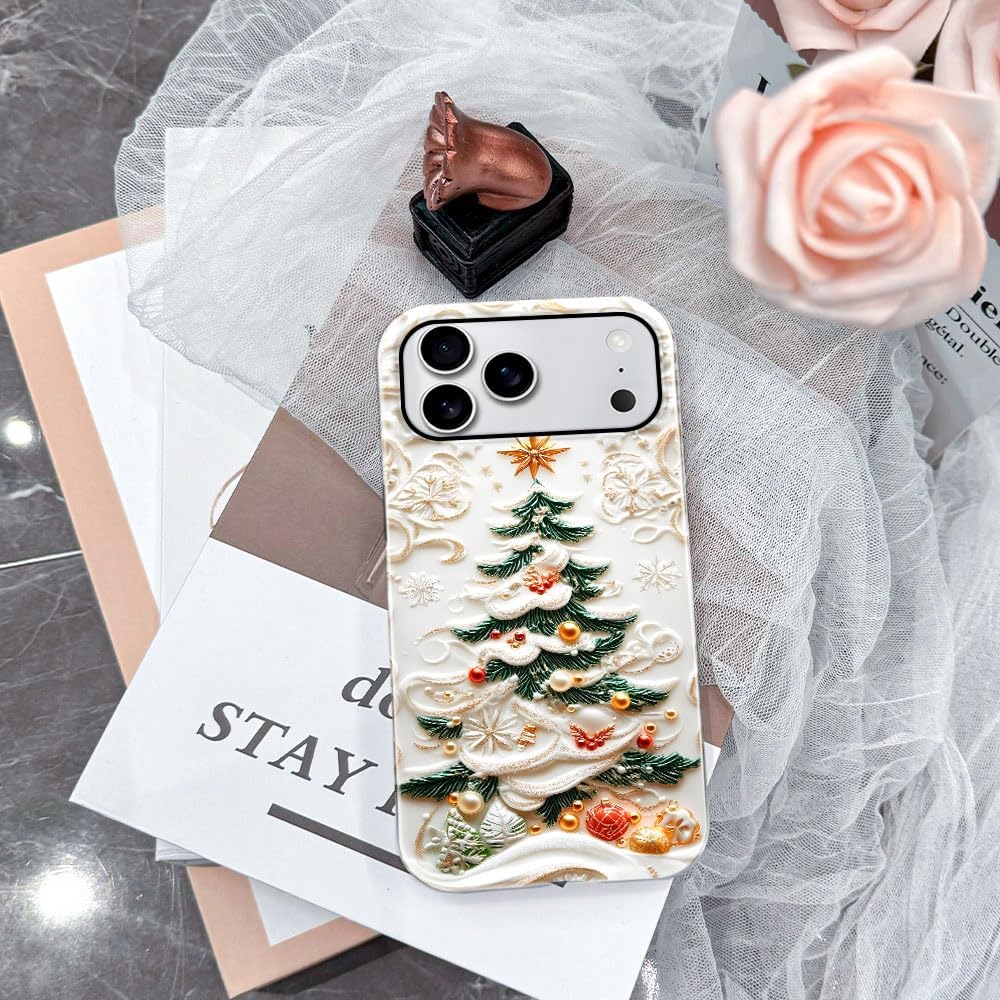 Case for iPhone 17 Pro Max - Slim Fit Anti-Scratch Phone Case for Girl Women - Christmas Tree Stained Glass (Glossy)