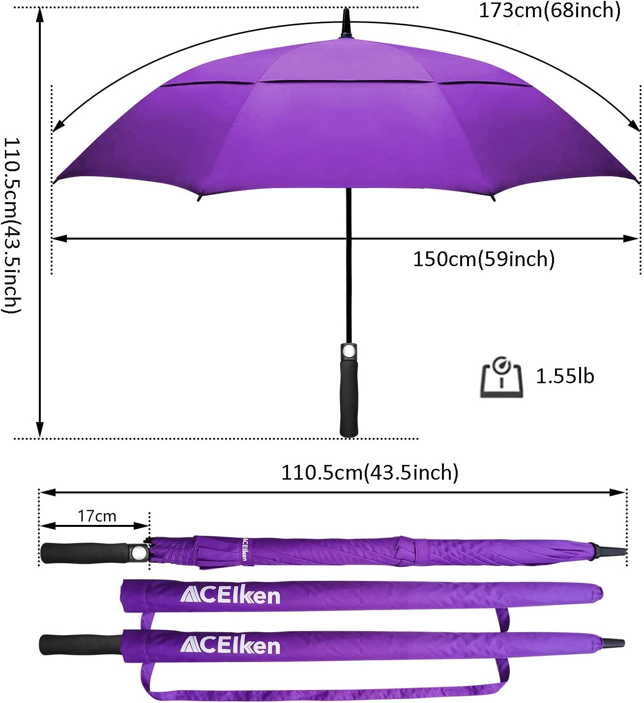Golf Umbrella Large 58/62/68 Inch Automatic Open Golf Umbrella Extra Large Oversize Double Canopy