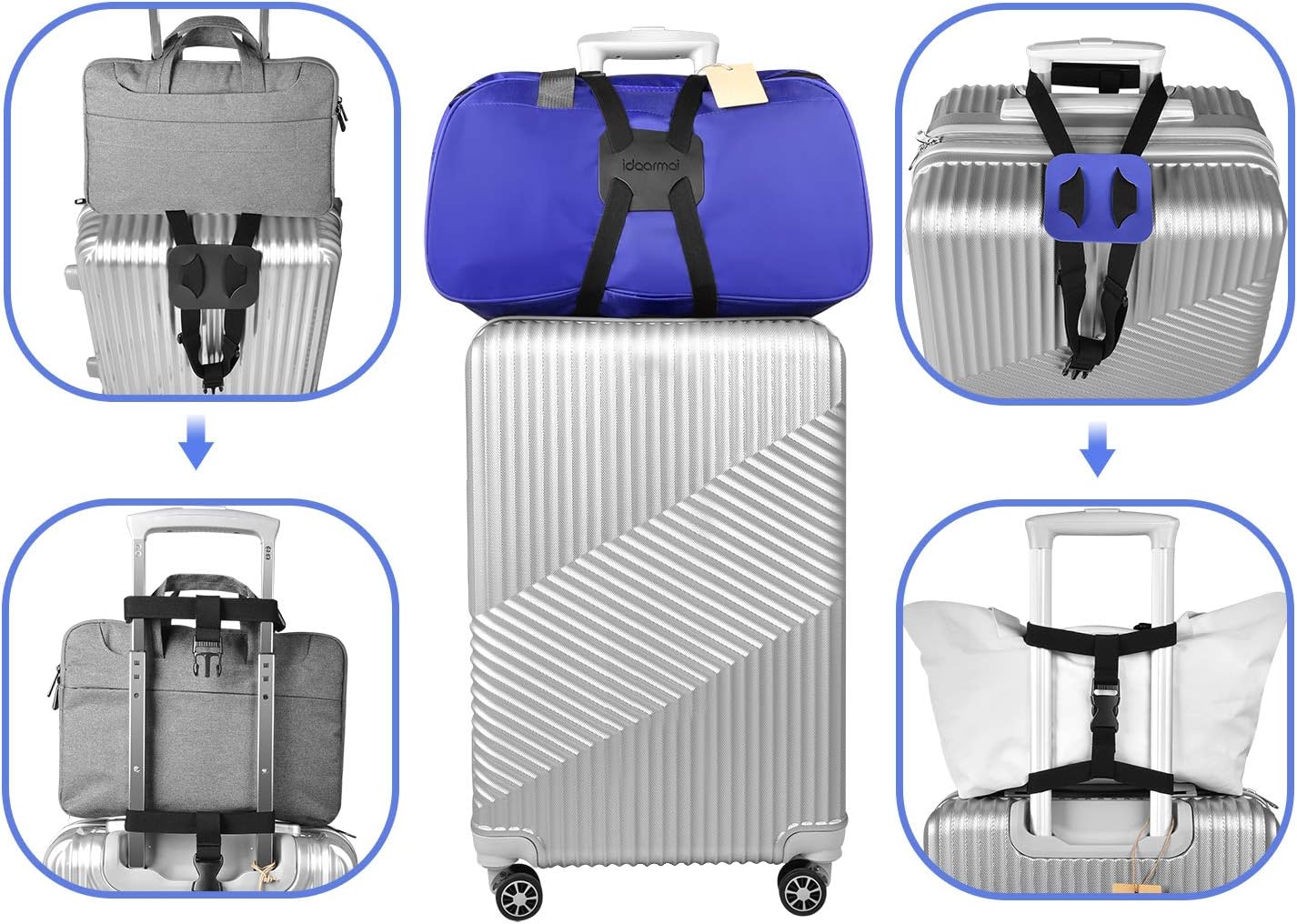 Luggage Straps Bag Bungee， Luggage Straps Suitcase Adjustable Belt，Add a Bag Easy to Travel Suitcase Elastic Strap Belt – (Black)