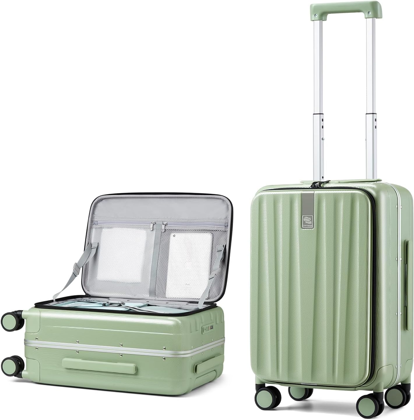 Hanke 20 Inch Carry-On Luggage with Wheels PC Hard Shell Suitcases Top Opening Aluminum Frame