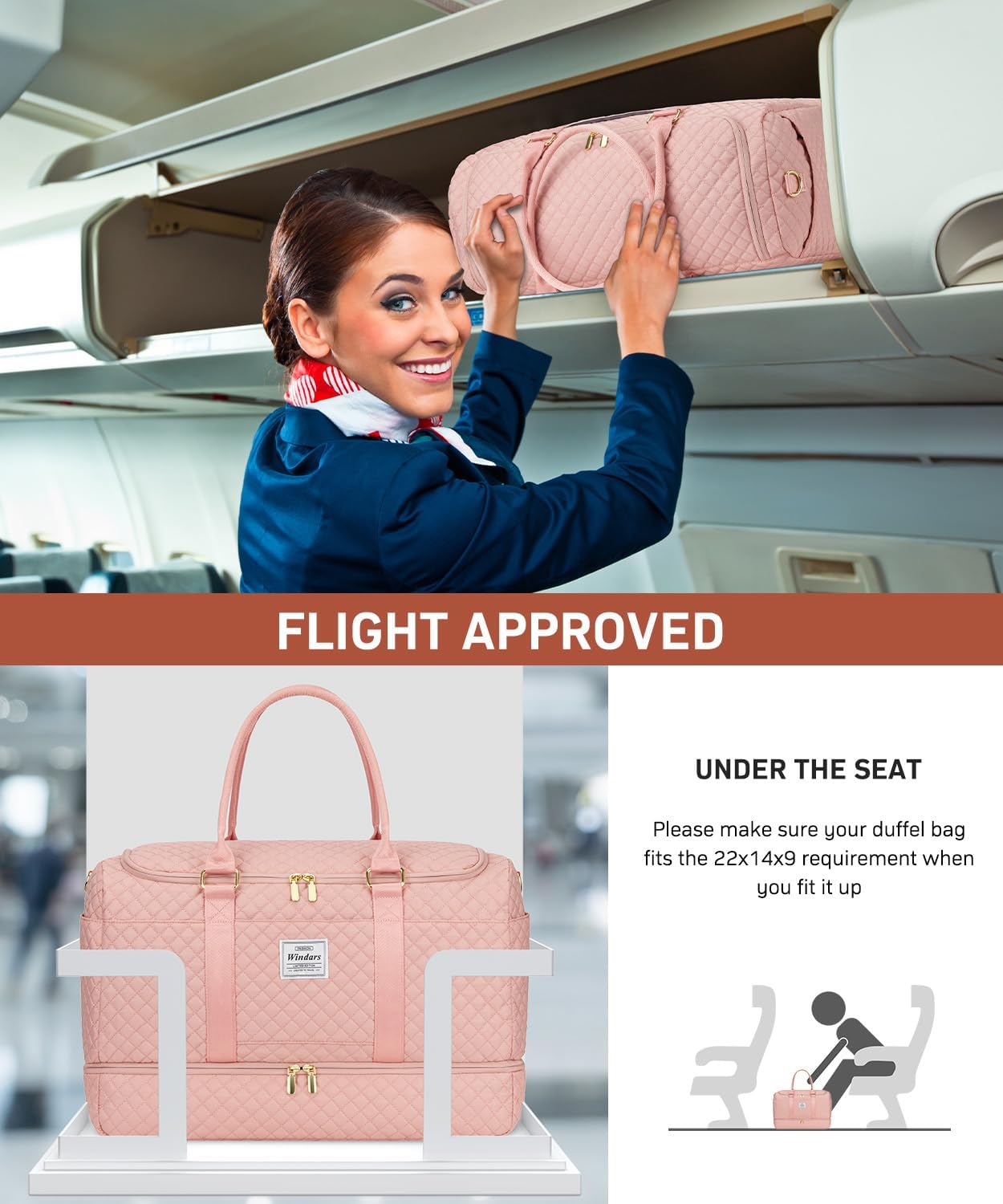 Travel Duffle Bag, Weekender Bags for Women with Shoe Compartment, Overnight Bag with Toiletry Bag, Carry On Duffel Bags For Airplanes, Yoga Gym Duffel Bag, Pink
