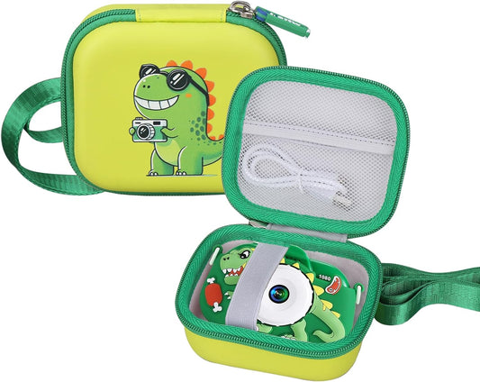 Kids Camera Case Compatible with YEEHAO/Goopow/Hangrui/Masterbee/OUTUVAS/GKTZ Digital Video Camera Toys Camcorder Storage Holder Carrying - Green Dinosaur(Case Only) (Green dinosaur)