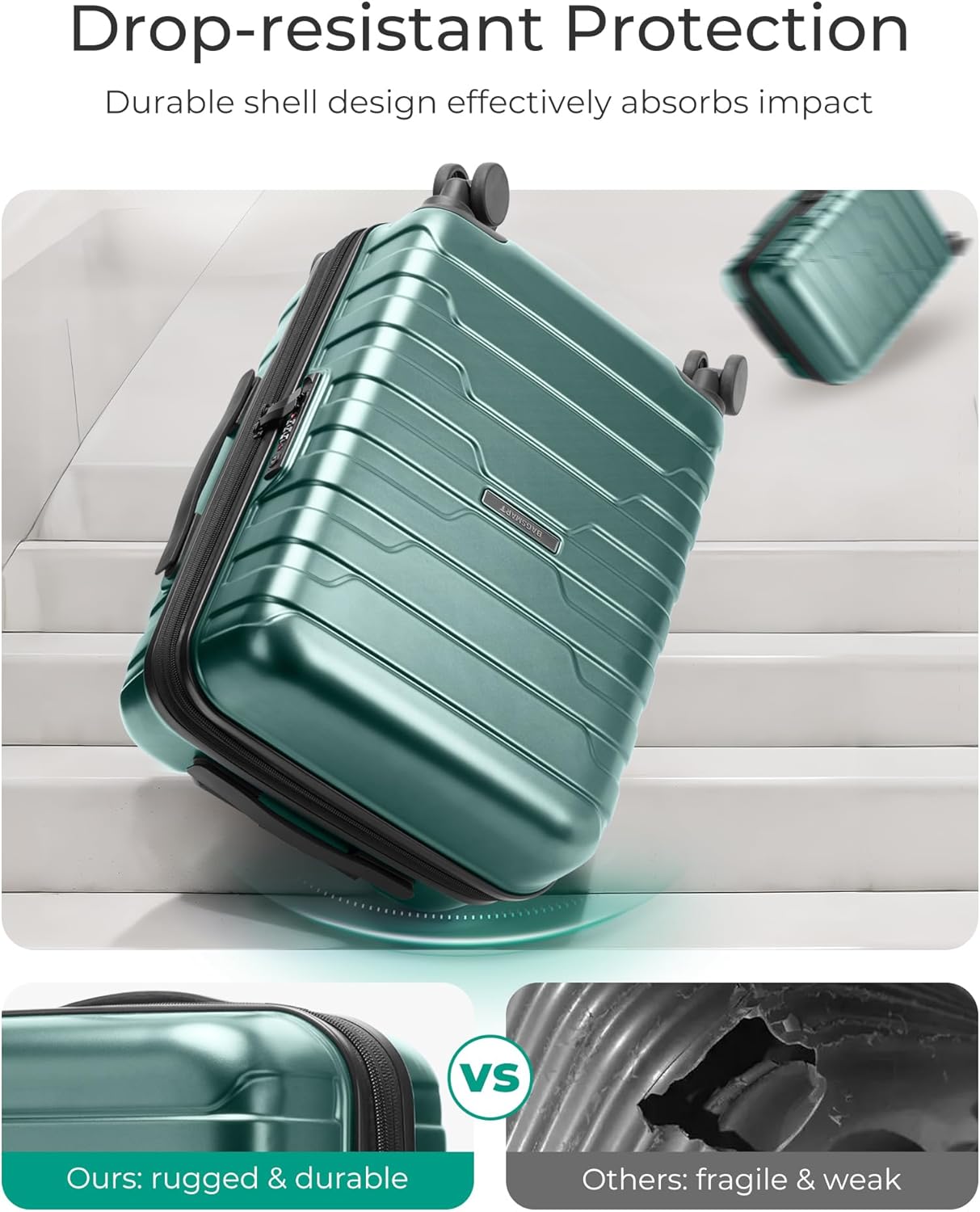 BAGSMART Carry On Luggage 22x14x9 Airline Approved with Spinner Wheels,Lightweight 20 Inch Luggage