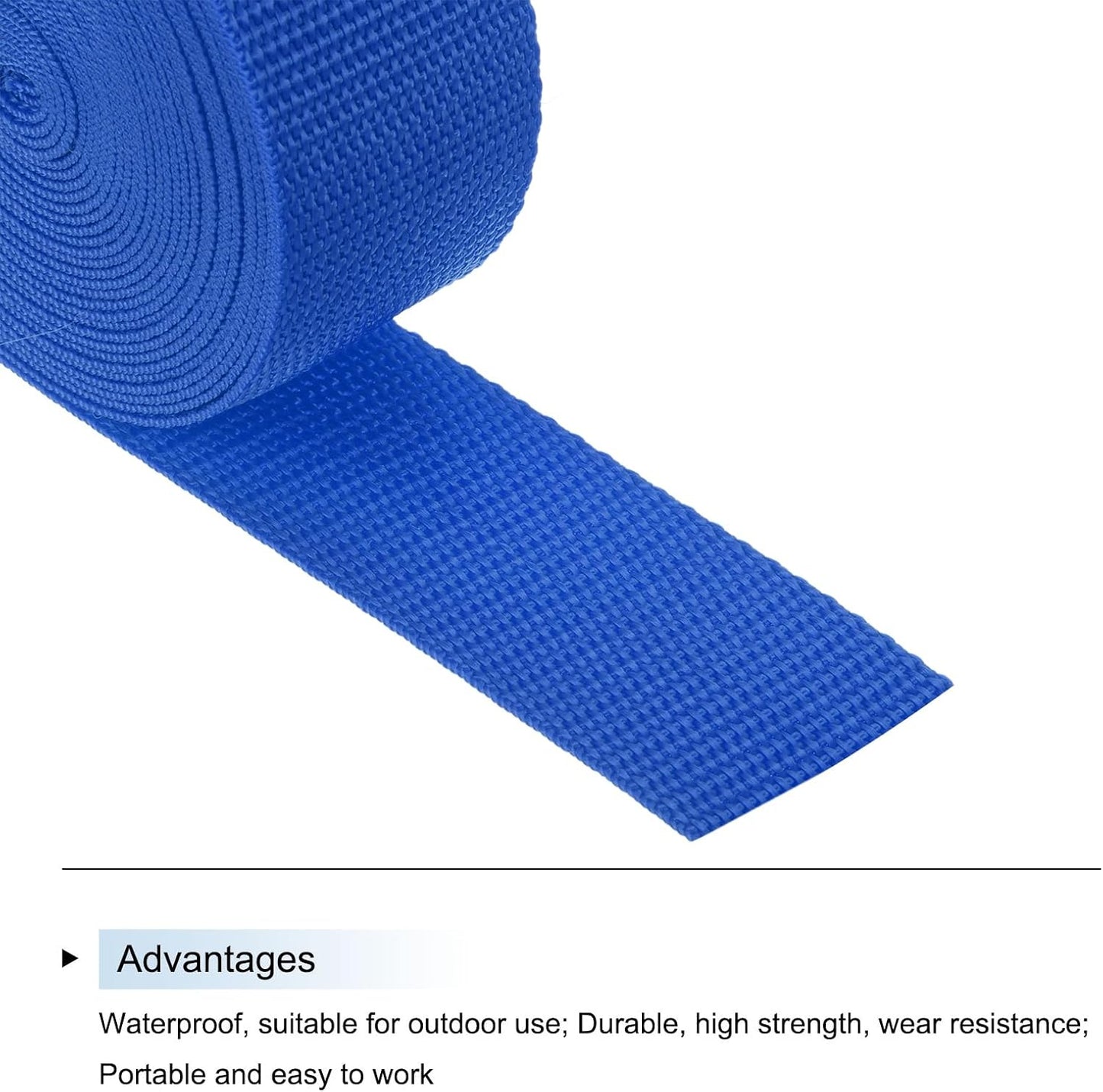 MECCANIXITY Lightweight Polypropylene Webbing Strap 1 1/2" 5 Yard Backpack Strapping Band Blue for Outdoor Luggage Cargo Straps