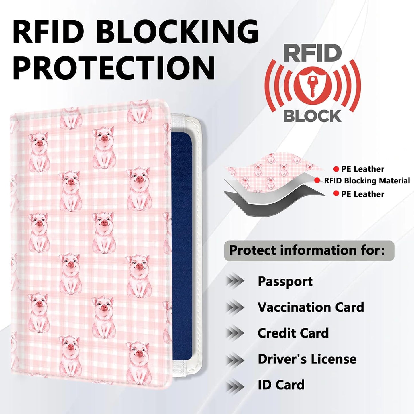 Passport Holder for Travel, Cute Passport Cover for Women Men, Waterproof PU Leather Rfid Blocking Passport Wallet with Credit Card Case for Travel Family, Boys Girls Travel Essentials