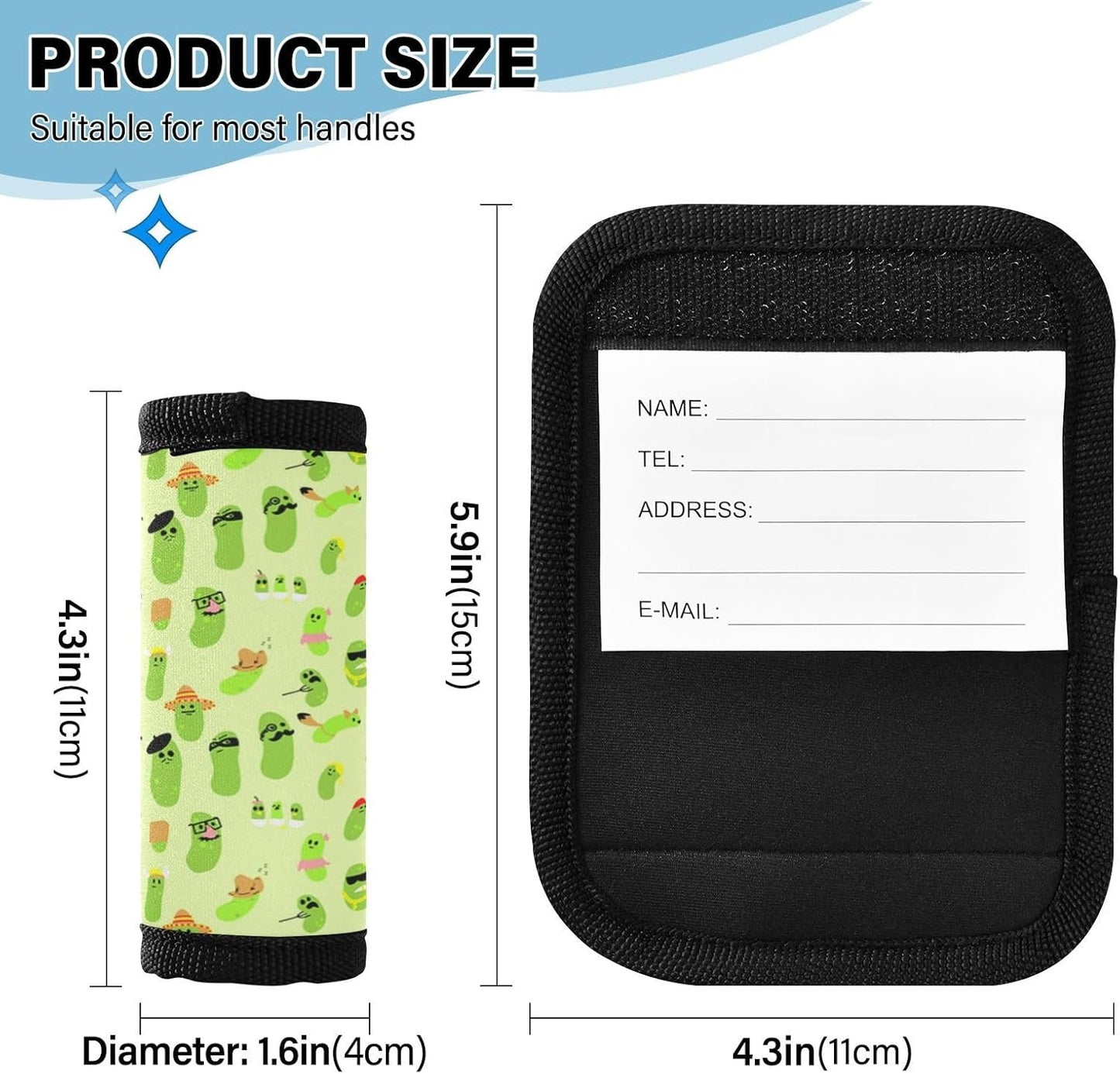 Funny Pickles 2 Pack Luggage Handle Wrap for Suitcase Luggage Identifier Travel Tags Handle Protection Sleeve Cover
