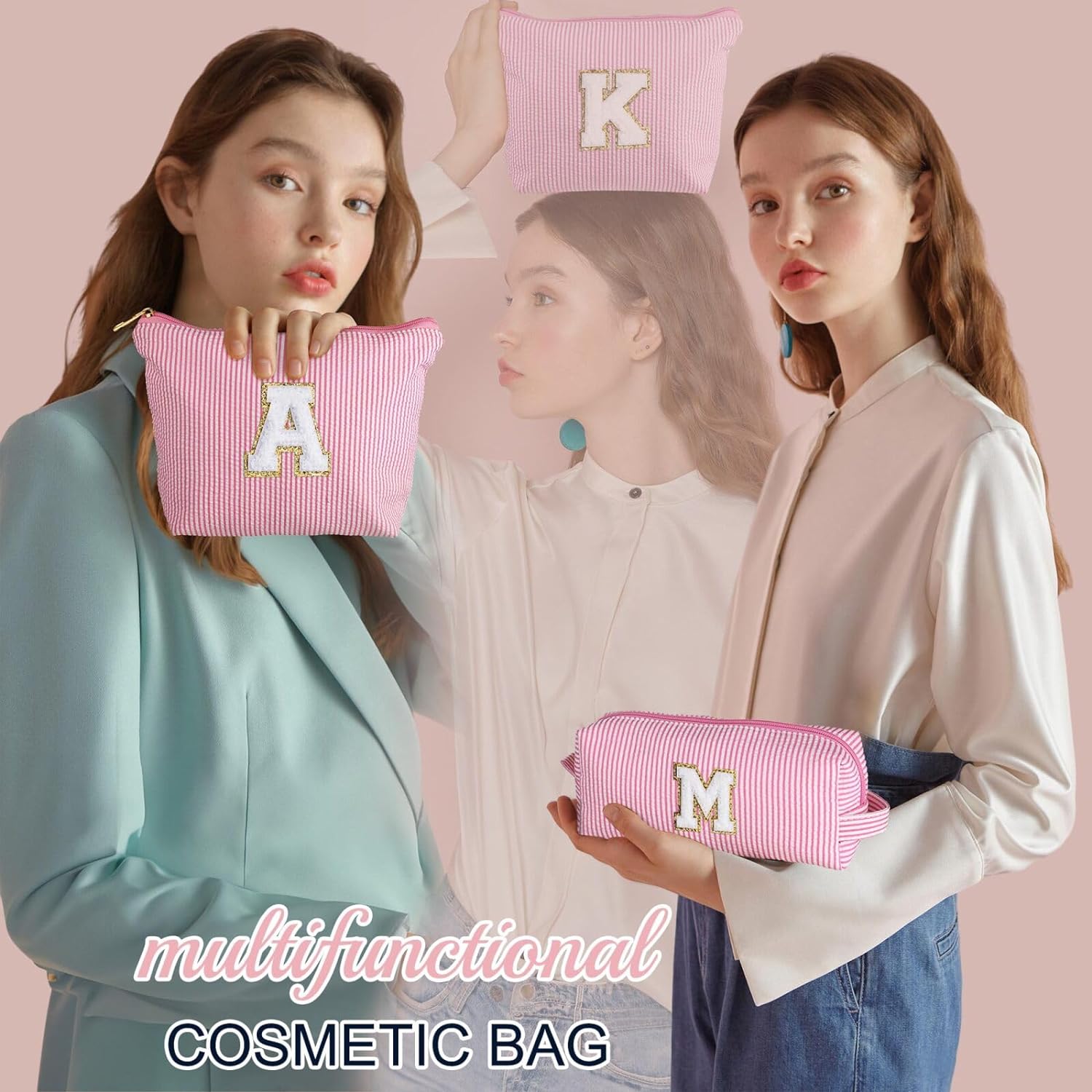 YOOLIFE Mom Birthday Gifts for Women, Personalized Monogram Makeup Bag Cosmetic Bag Travel Toiletry