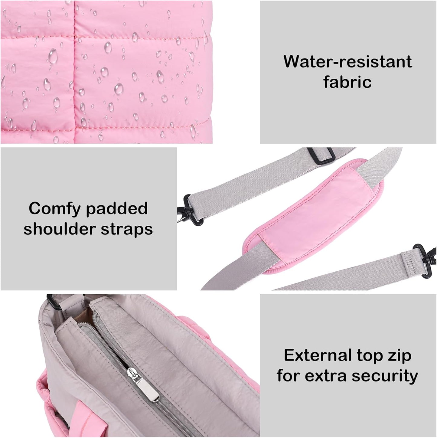 AOCINA Puffy Tote Bag for Women Quilted Work Bag Nurse Bags Women's Handbags for Travel