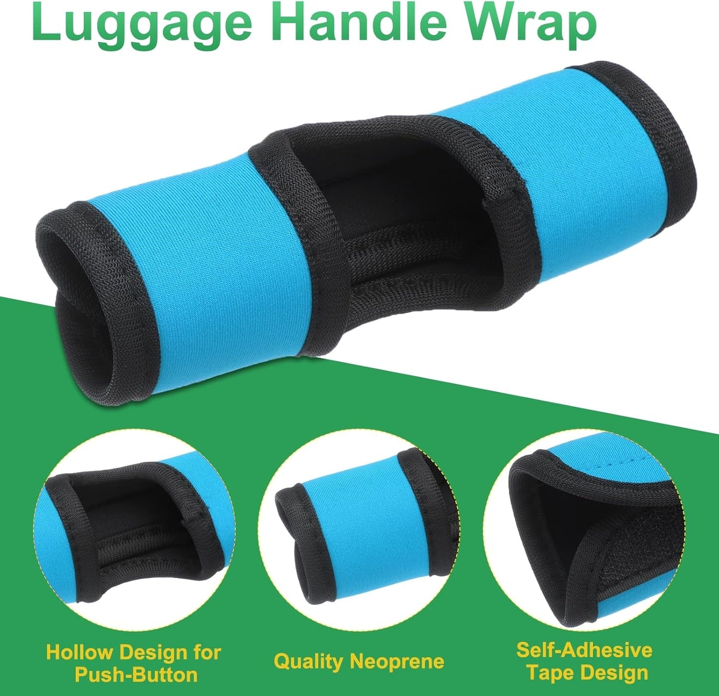 uxcell Luggage Handle Wrap, 2 Pcs Hollow Neoprene Handbag Grip Cover Protector Luggage Identifiers Suitcase Handle Wraps for Luggage Suitcase Travel Bags, Light Blue