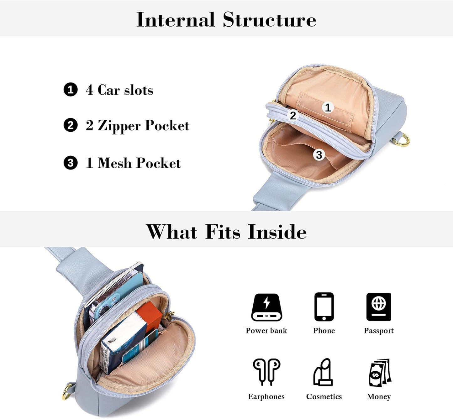 INICAT Travel Small Sling Bag Faux Leather Crossbody Bags Women Cross Body Bag Purses for Woman