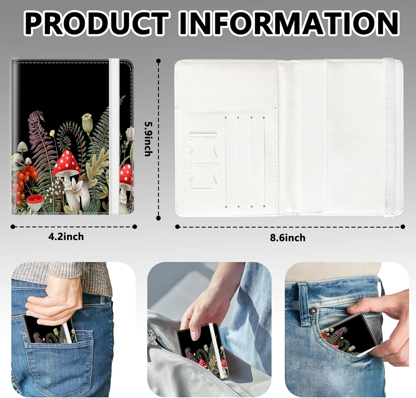 Passport Holder for Travel, Cute Passport Cover for Women Men, Waterproof PU Leather Rfid Blocking Passport Wallet with Credit Card Case for Travel Family, Boys Girls Travel Essentials
