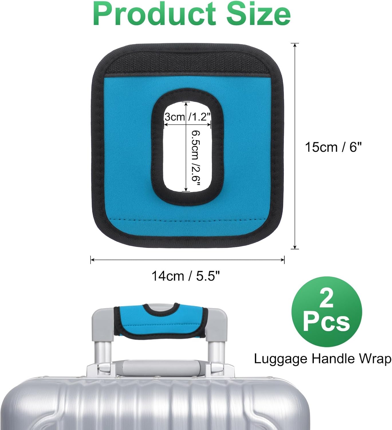 uxcell Luggage Handle Wrap, 2 Pcs Hollow Neoprene Handbag Grip Cover Protector Luggage Identifiers Suitcase Handle Wraps for Luggage Suitcase Travel Bags, Light Blue
