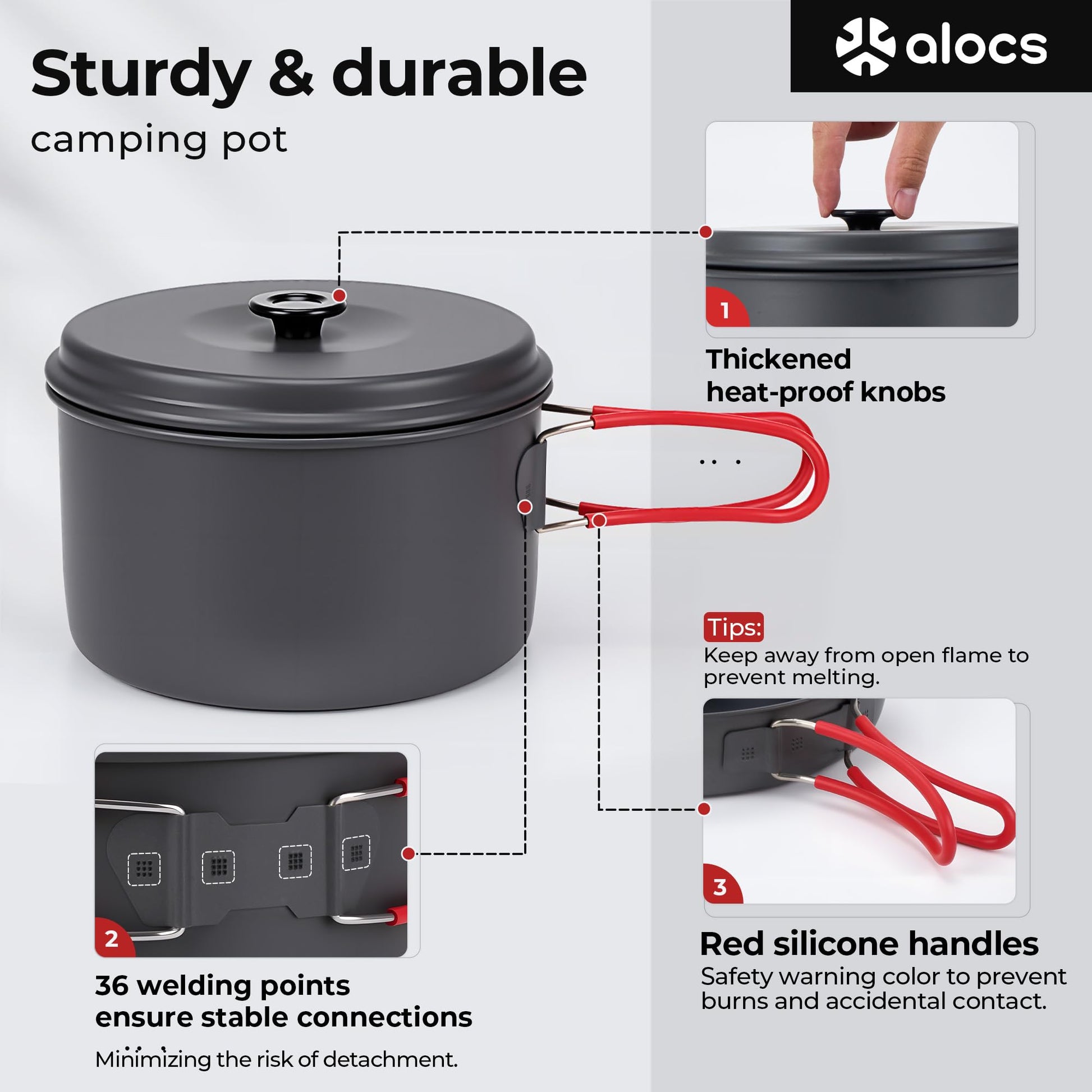 ALOCS Camping Cookware Portable Pots and Pans Set for Outdoor Backpacking