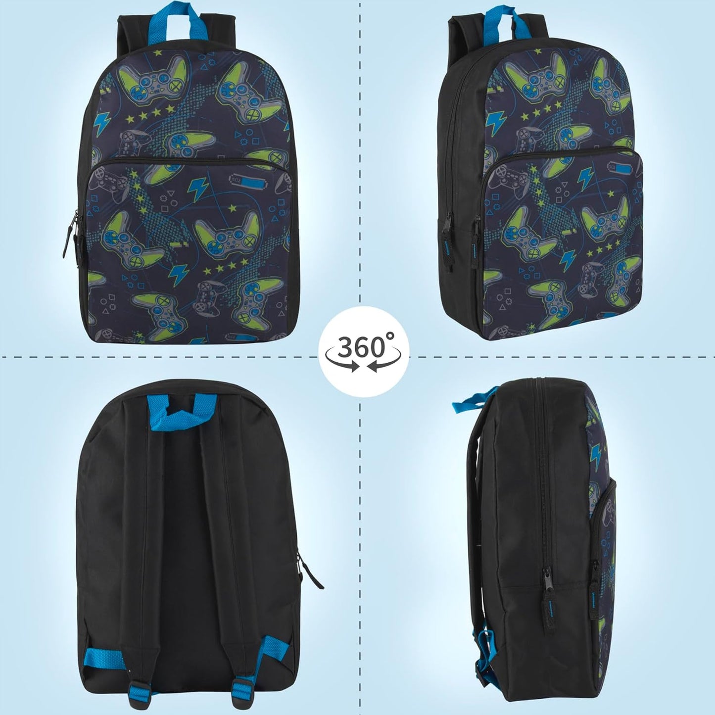 Fun School Backpack for Elementary Middle School Girls and Boys | 17 Inch Printed Backpacks for School Kids, Travel (You've Got Game)