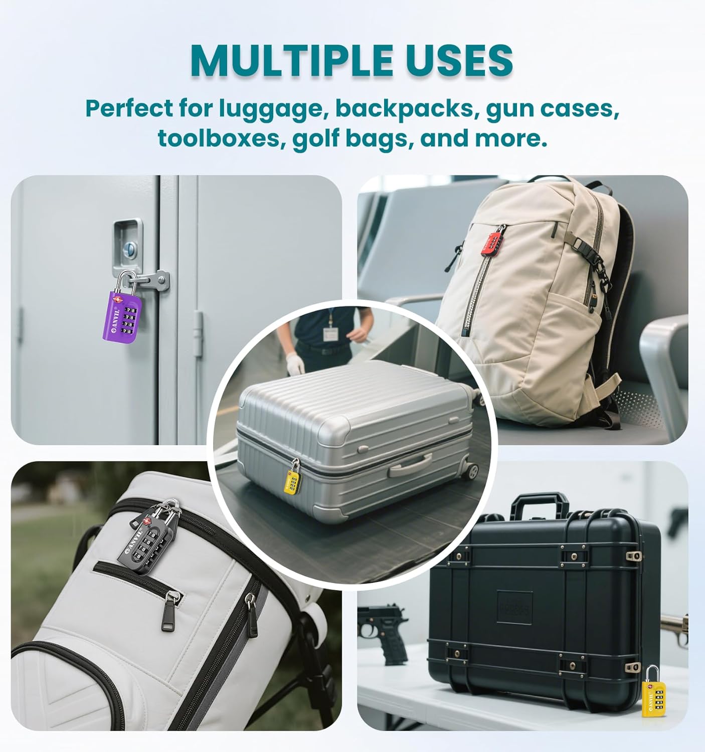 ANVIL TSA Approved Luggage Lock - 4 Digit Combination, 10,000 Combinations, Easy-Read Password