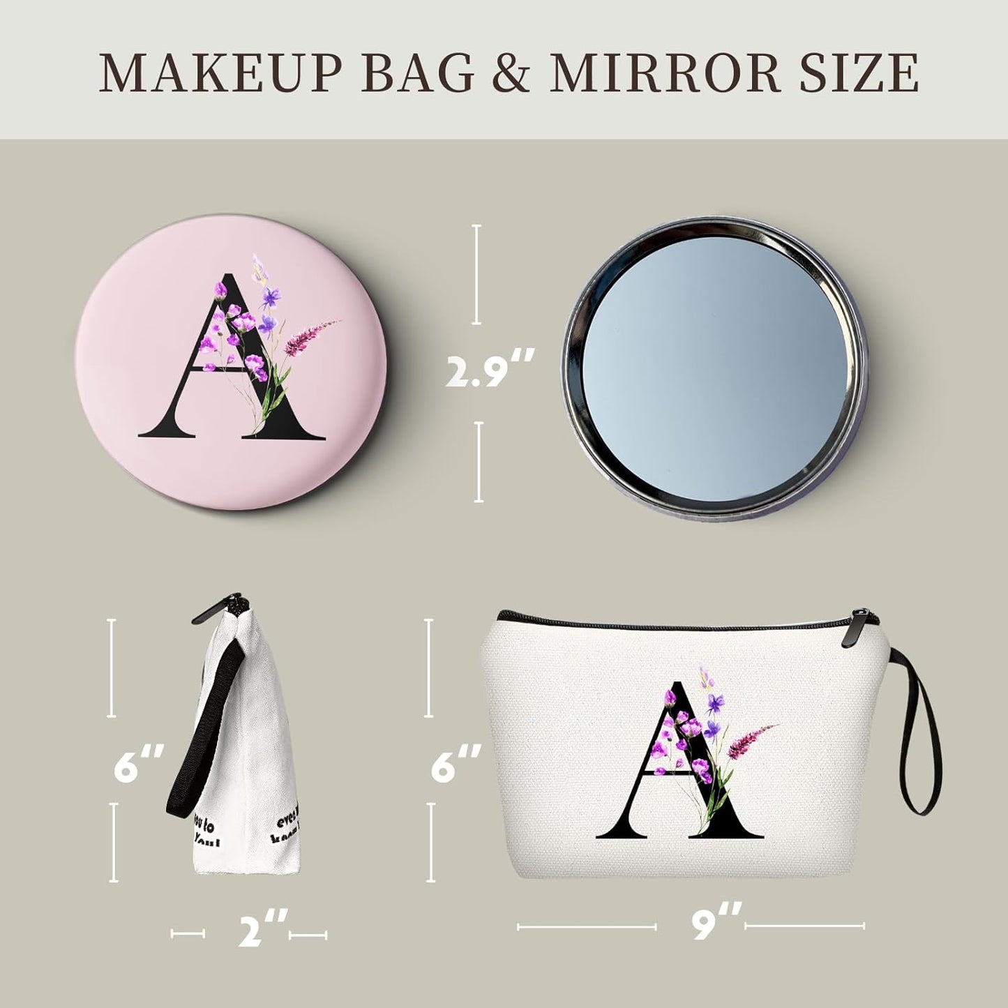 SEAMOON Women Birthday Unique Maid of Honor Friendship Gifts for Women Sister Bridesmaid Bride Personalized Travel Makeup Cosmetic Bag with Mirror Valentines Mothers Day Christmas Graduation A