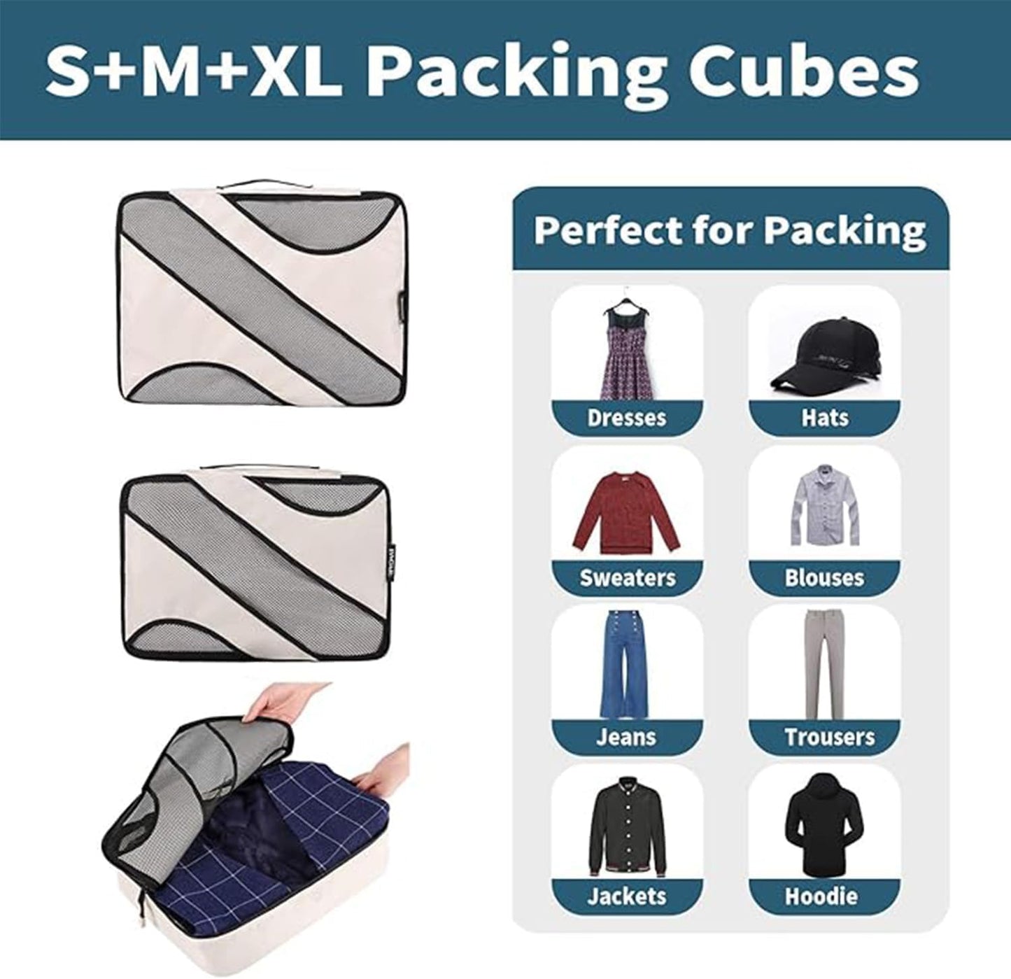 BAGAIL 6 Set Packing Cubes,Travel Luggage Packing Organizers