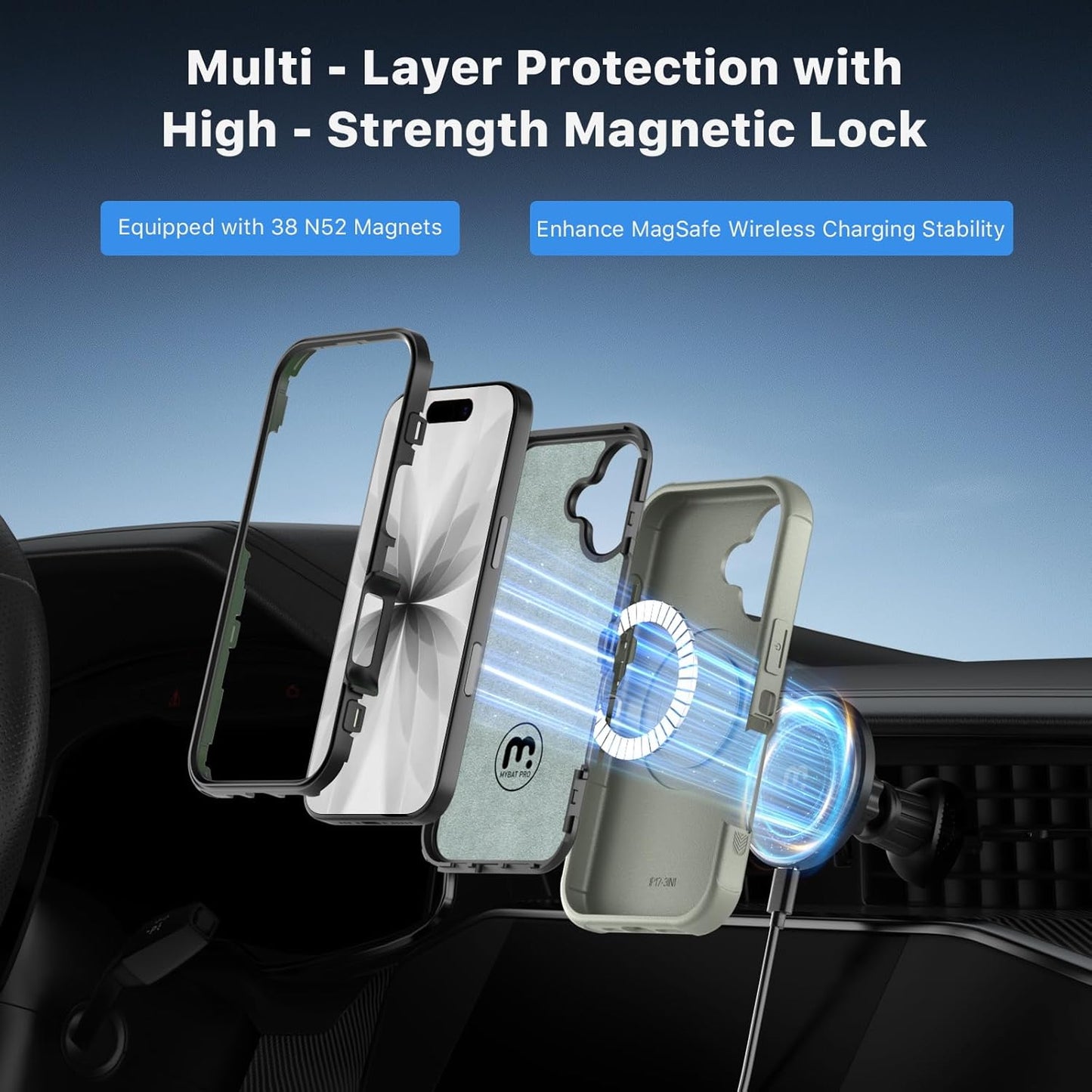 M MYBAT PRO for iPhone 17 Case,Maverick Series Magnetic Phone Case for iPhone 17 Rogue Edition,[Compatible with magsafe],Heavy Duty Protection Rugged Case,Anti-Drop,Shockproof Phone Cover