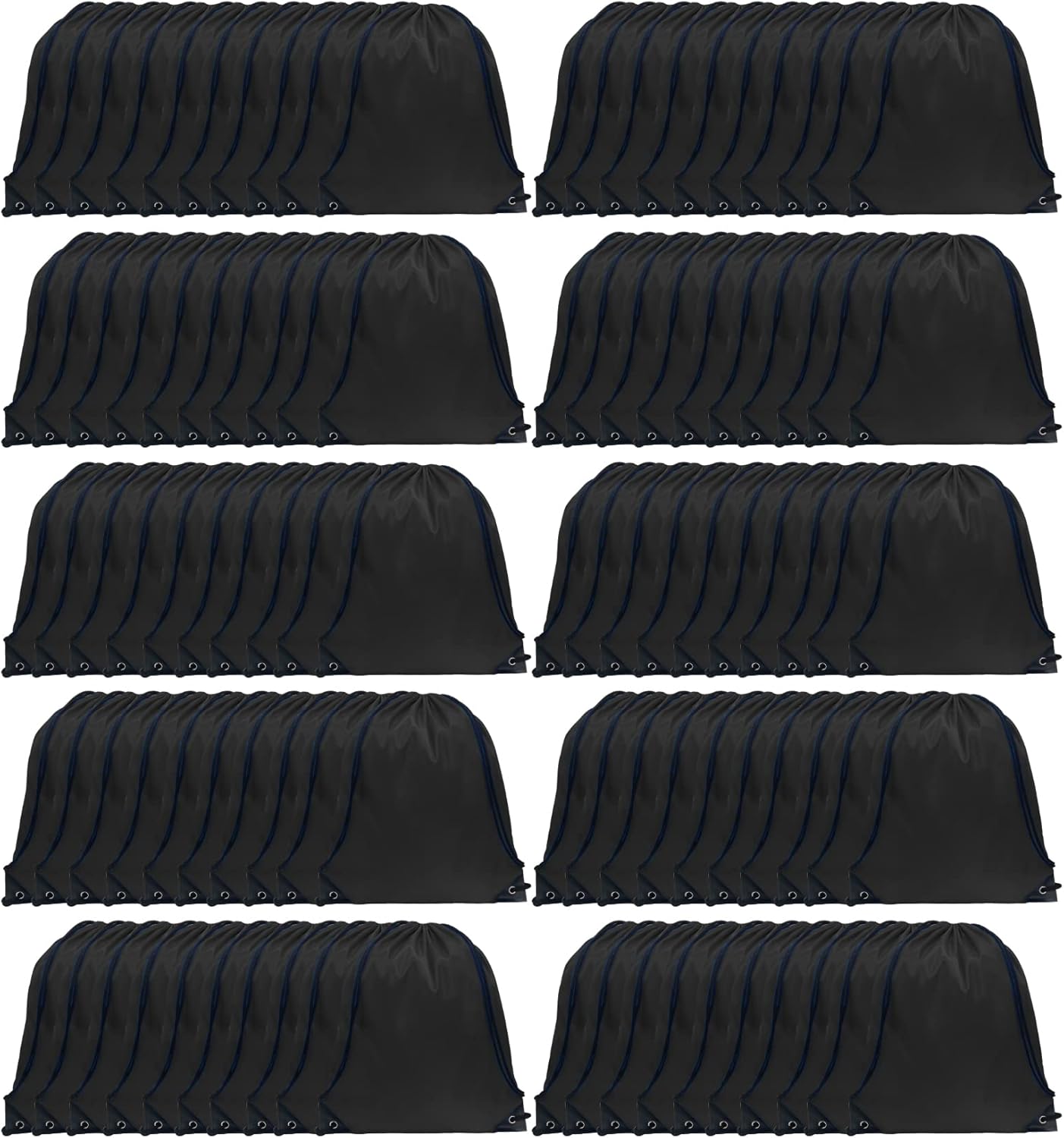 GoodtoU Drawstring Bags Bulk, 100 Pcs Cinch Bag Gym Sackpack Drawstring Backpack for Women & Men, Black