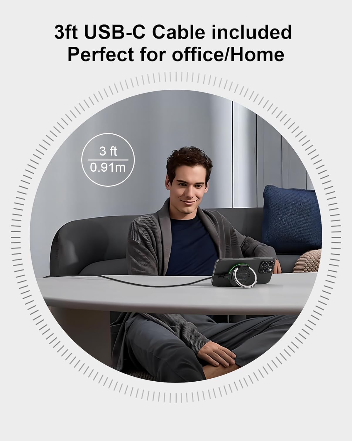 Samsung MagSafe Wireless Charger 15W Fast Charging Pad for Samsung Galaxy S25 Ultra S24 Magnetic Charger Finger Holder Stand for iPhone 17 17Pro 17 Air 16e 16 Pro Max 15 Android Apple Pixel 10 Pro