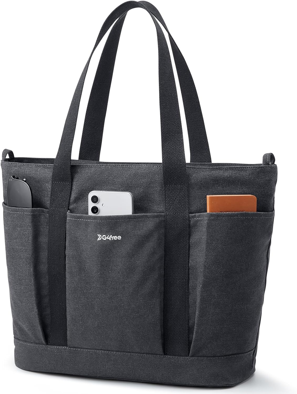 G4Free Large Canvas Tote Bag for Women with Zipper Fit 15.6" Laptop, Everything Tote Bags with Pockets for Work, Travel