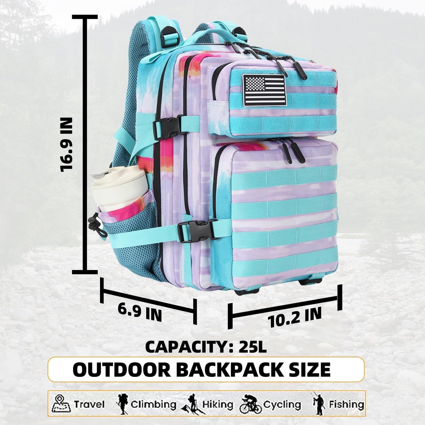 25L Tactical Military Backpack Small Travel Backpack for Men and Women Assault Pack Bug Out Bag