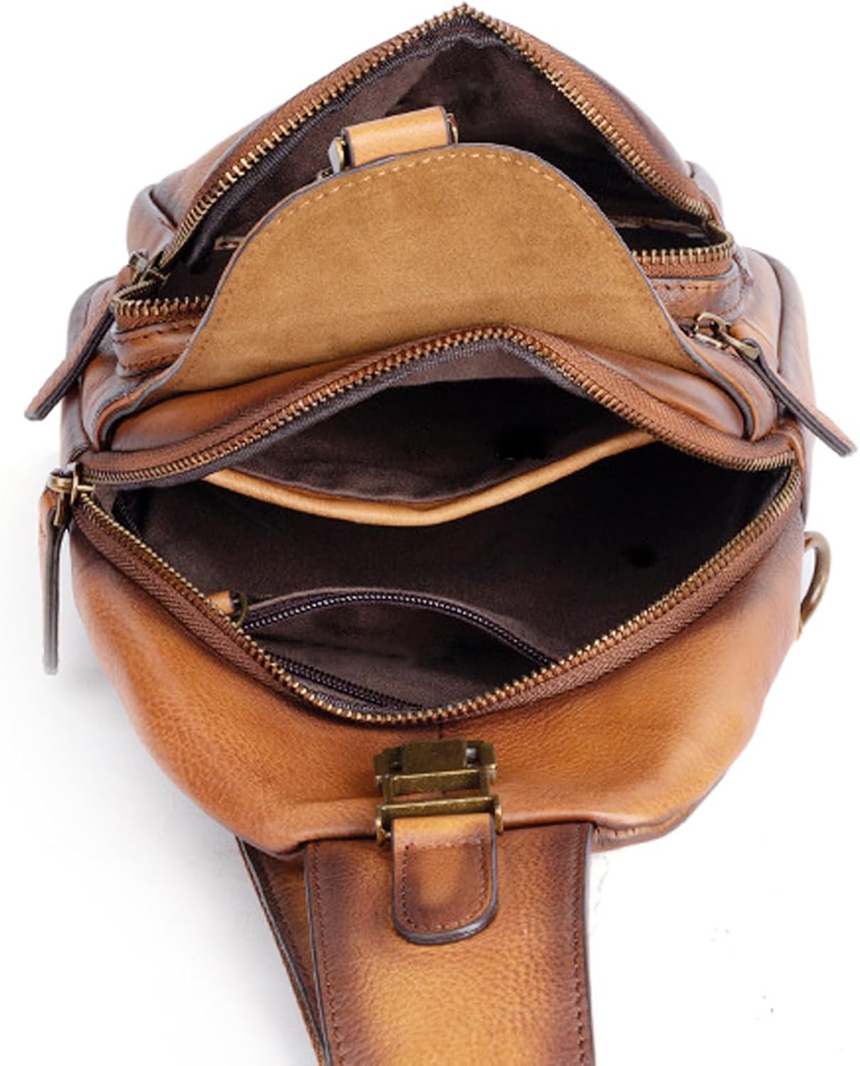 Genuine Leather Sling Bag for Men Women Backpack Chest Shoulder Satchel Crossbody Bags Casual Outdoor Daypack