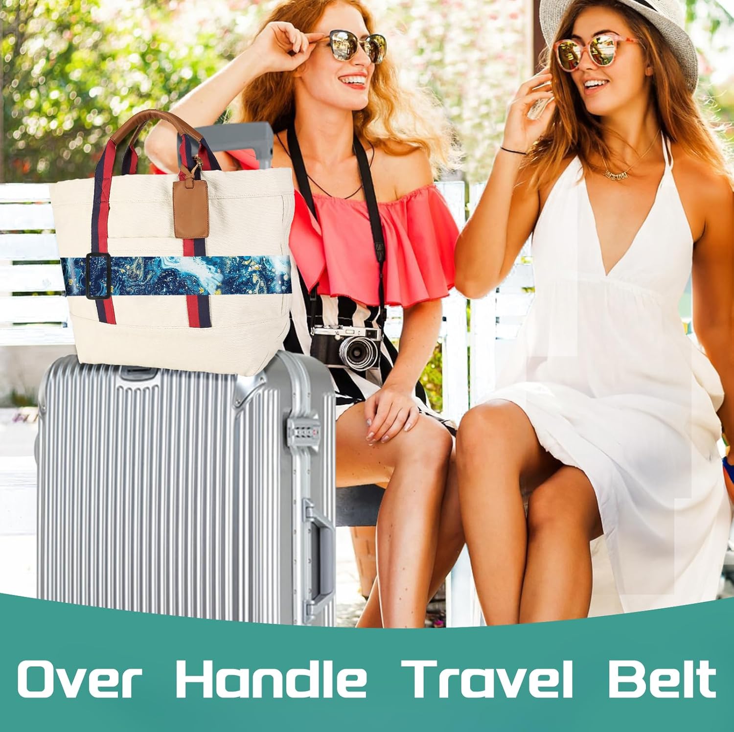 Slohif Luggage Straps for Suitcases Travel Belt Accessories Luggage Connector Identifiers Over