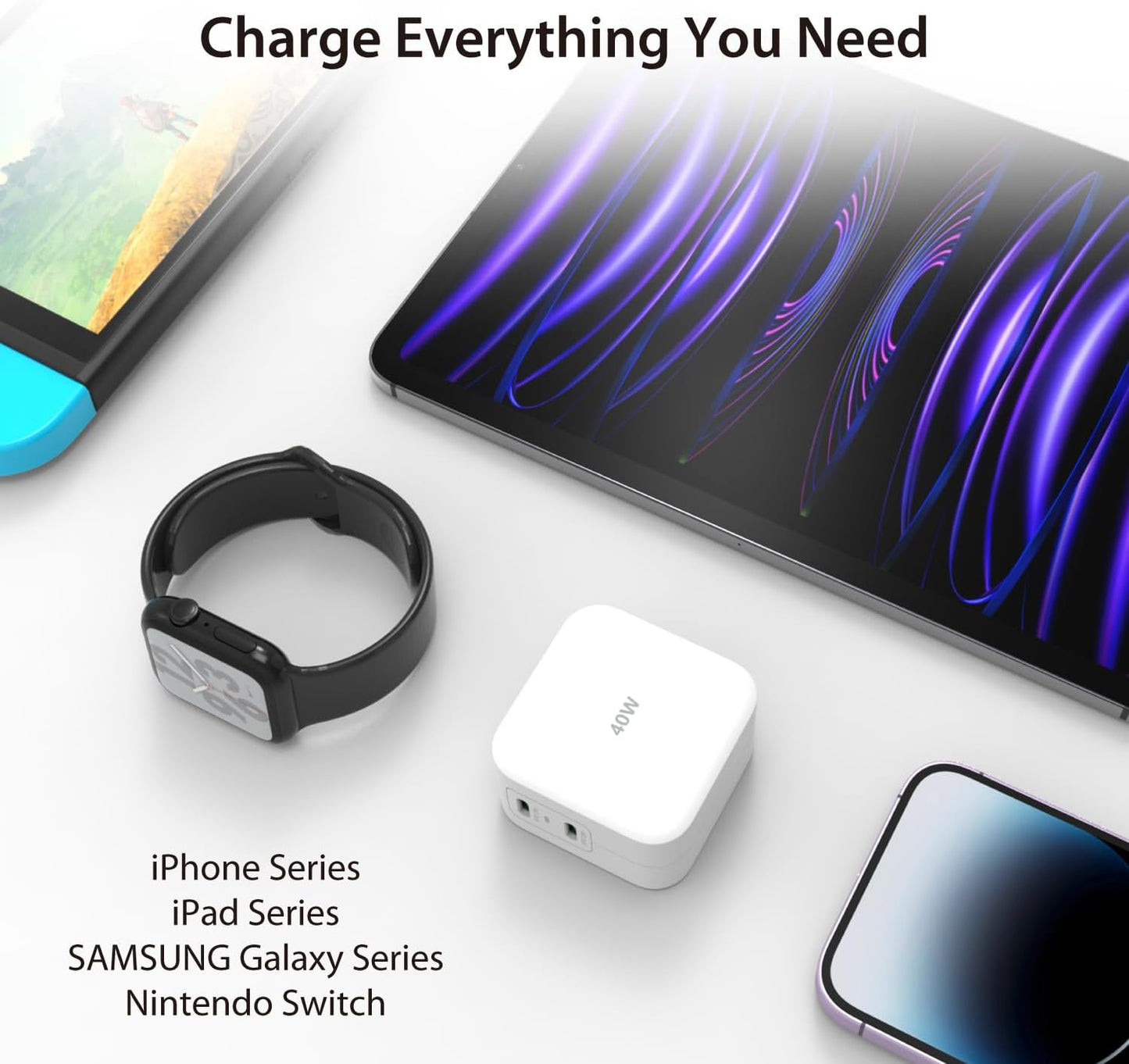 j5create PD 40W Dual Port USB C Wall Charger - Fast Charging for iPhone 15, 15 Plus, 15 Pro, 15 Pro Max, 14, 13, 12, 11, Galaxy S23, S22, S21, iPad, AirPods & More (JUP2440)