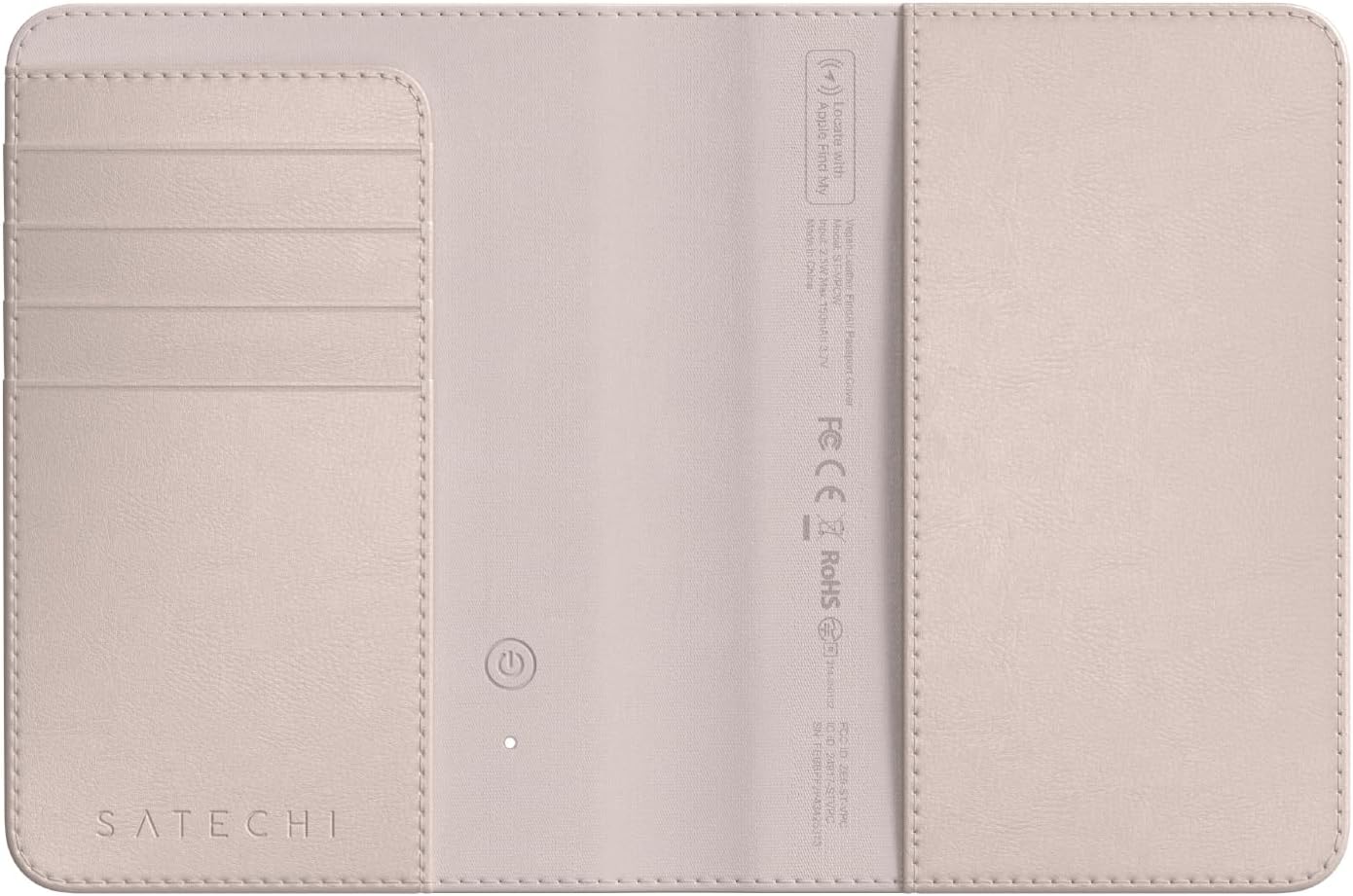Satechi Passport Holder for Travel with Find My, Passport Cover with 4 Card Holder, Wireless Charging, and RFID protection – Travel Essential Vegan Leather Passport – Desert Rose