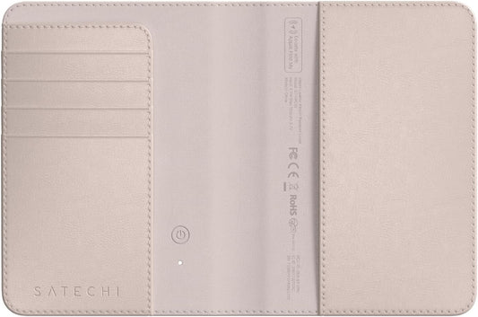 Satechi Passport Holder for Travel with Find My, Passport Cover with 4 Card Holder, Wireless Charging, and RFID protection – Travel Essential Vegan Leather Passport – Desert Rose