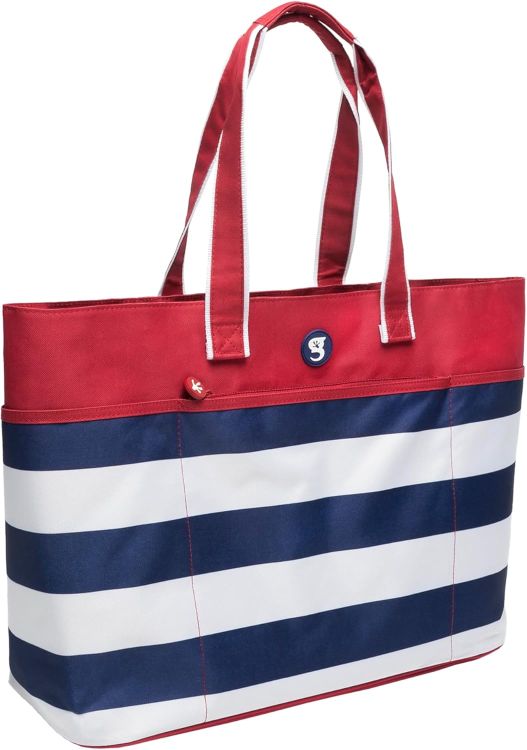 geckobrands Oversized Beach Tote – Large and Stylish Beach Bag with 4 Exterior Pockets and Zippered