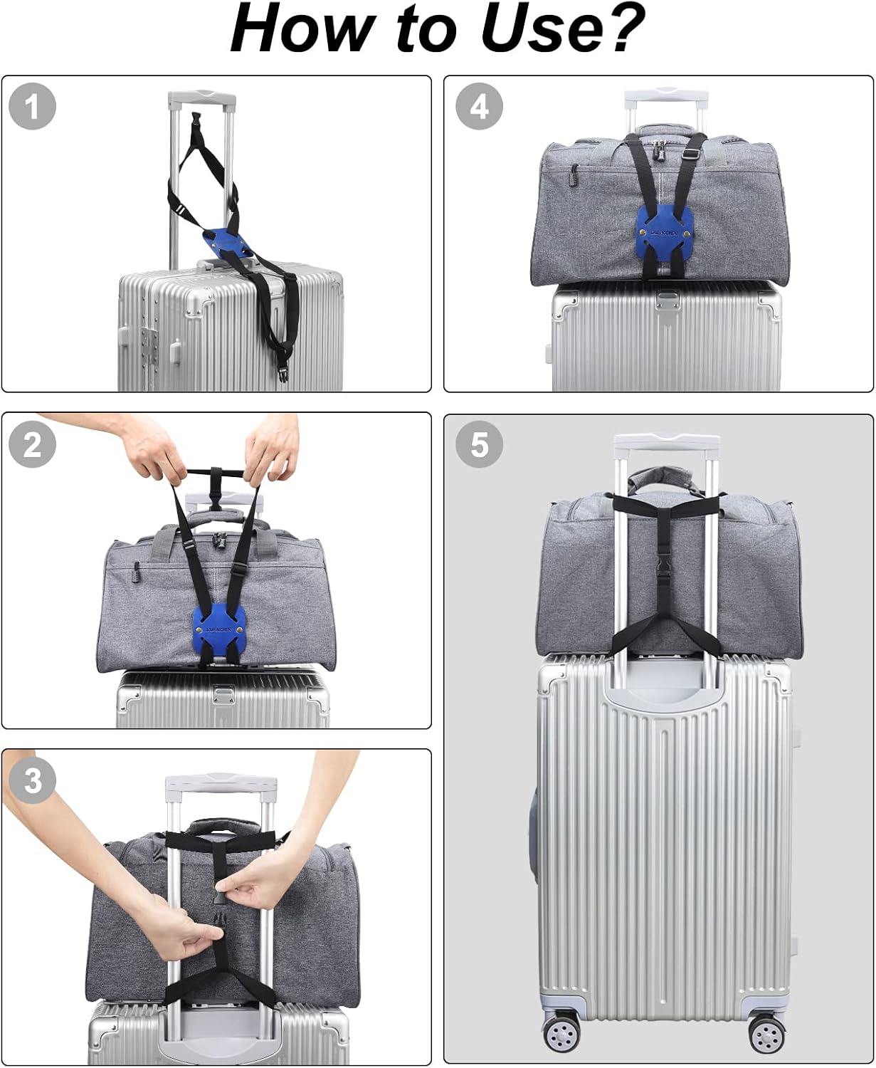 Luggage Straps, Lapinchen Bag Bungee, Luggage Bungee, Luggage Straps Suitcase Adjustable Belt, Adjustable and Portable Travel Suitcase Accessory, Blue