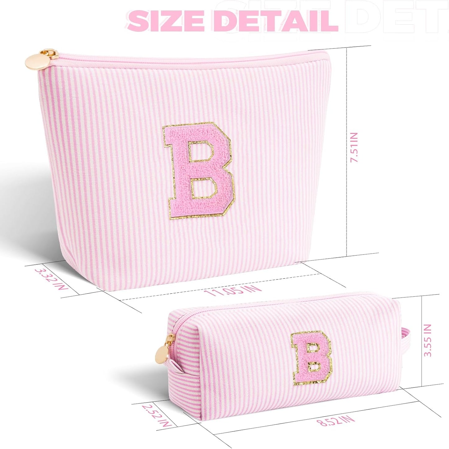 Bridesmaid Gifts Wedding Day - Bridal Shower Gifts,Maid of Honor Gifts,Initials Makeup Bag Set