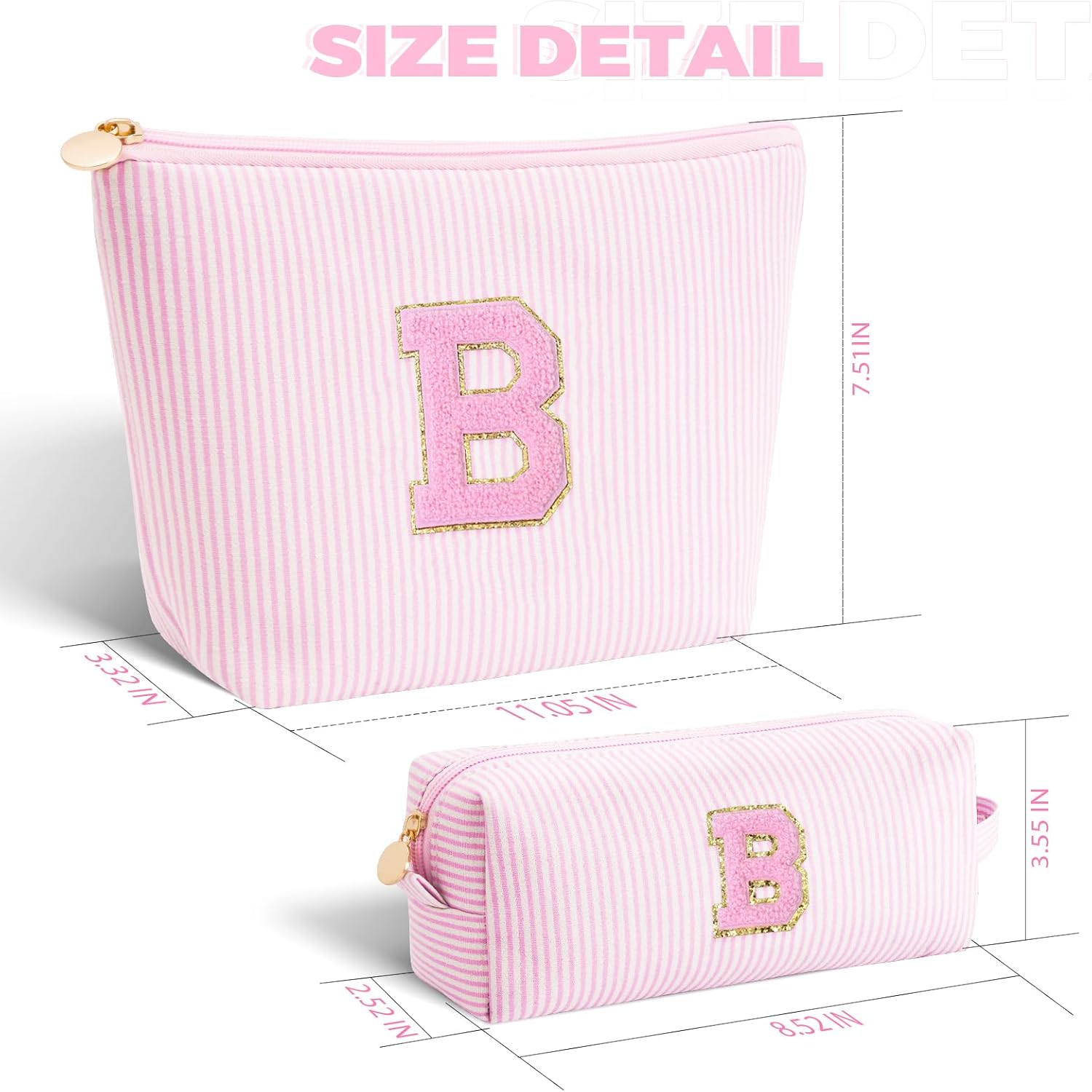 Bridesmaid Gifts Wedding Day - Bridal Shower Gifts,Maid of Honor Gifts,Initials Makeup Bag Set
