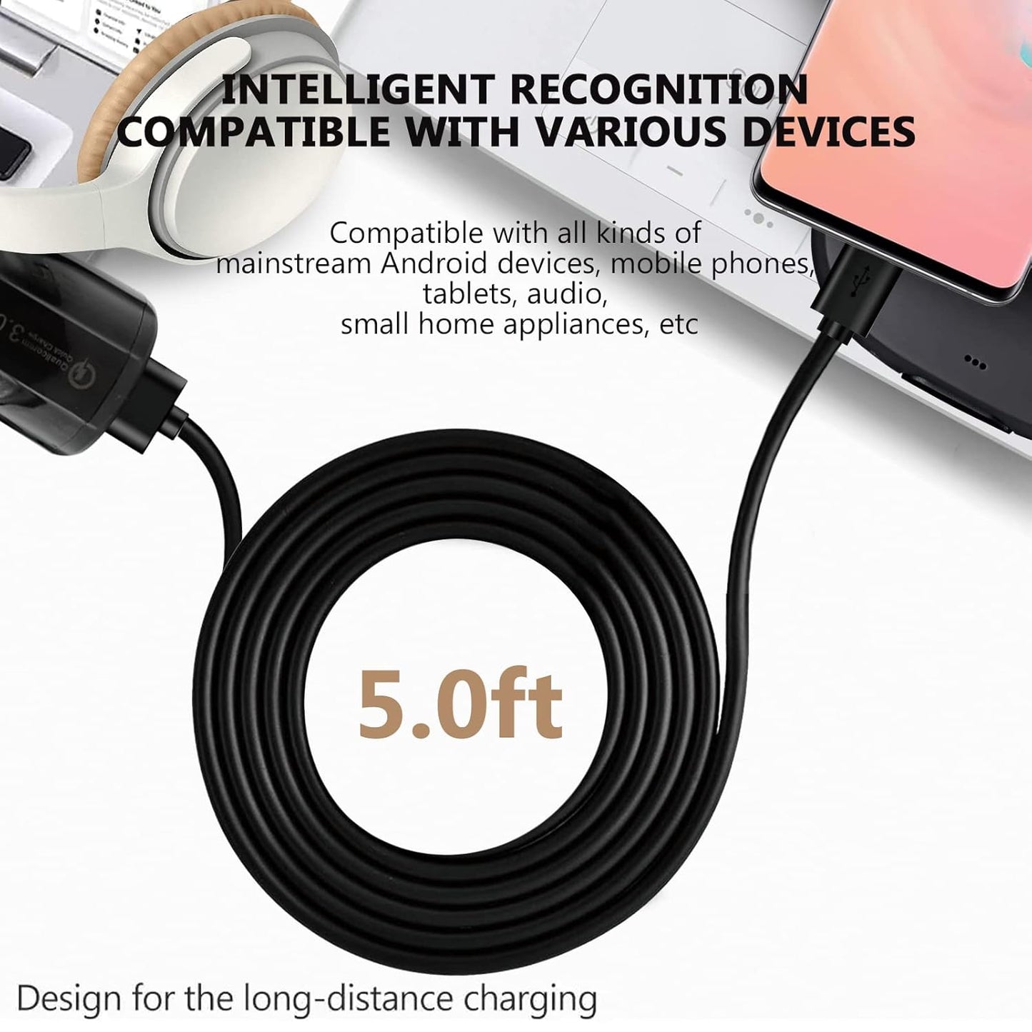 Fast Android Car Charger USB C Charging Cable Cord for T-Mobile REVVL 7 PRO REVVL 6 PRO 5G/REVVL V+ 4 2 Plus 4 Plus, Cat S62 Pro S62 S61 S52, Alcatel TCL 4X 5g TCL Flip Pro,Sonim XP3 XP8 Phone & More