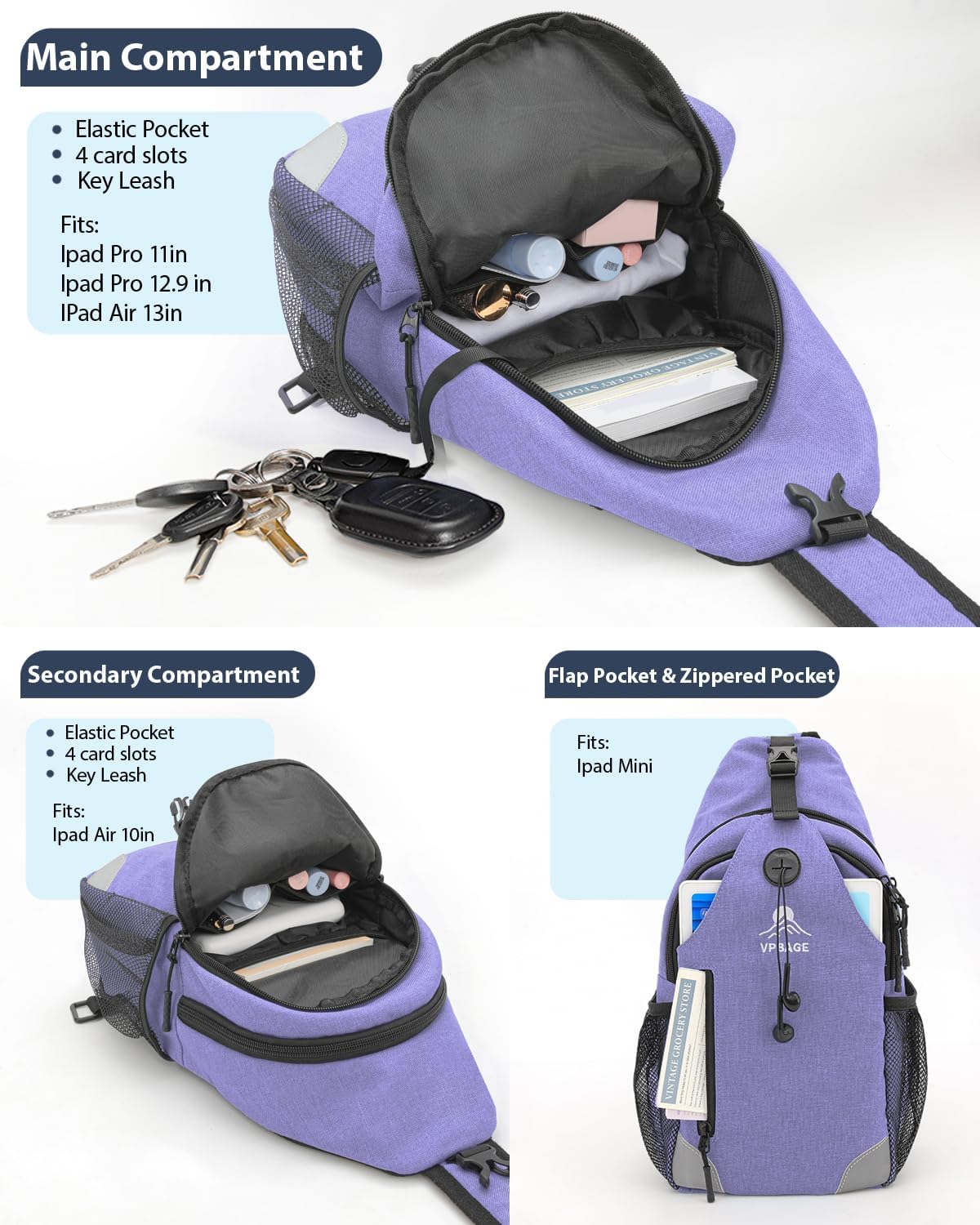Sling Bag, Crossbody Bag for Men, Cross Body Hiking Backpack, Travel Daypack, Chest Pack with Chest Phone Holder