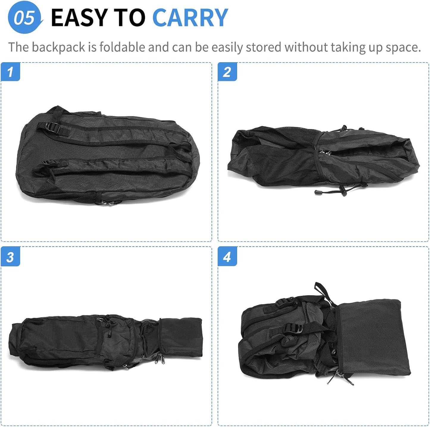 Hiking Daypack Packable, Camping Backpack Water Resistant Lightweight Polyester for Men Women Travel Outdoor