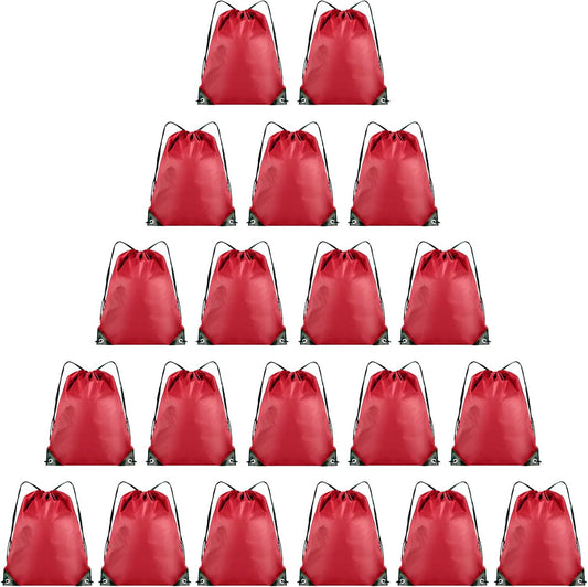 20 Pieces Drawstring Backpack Bulk Cinch Sackpack Ployster Drawstring Bags for Gym Party Trip(Red)