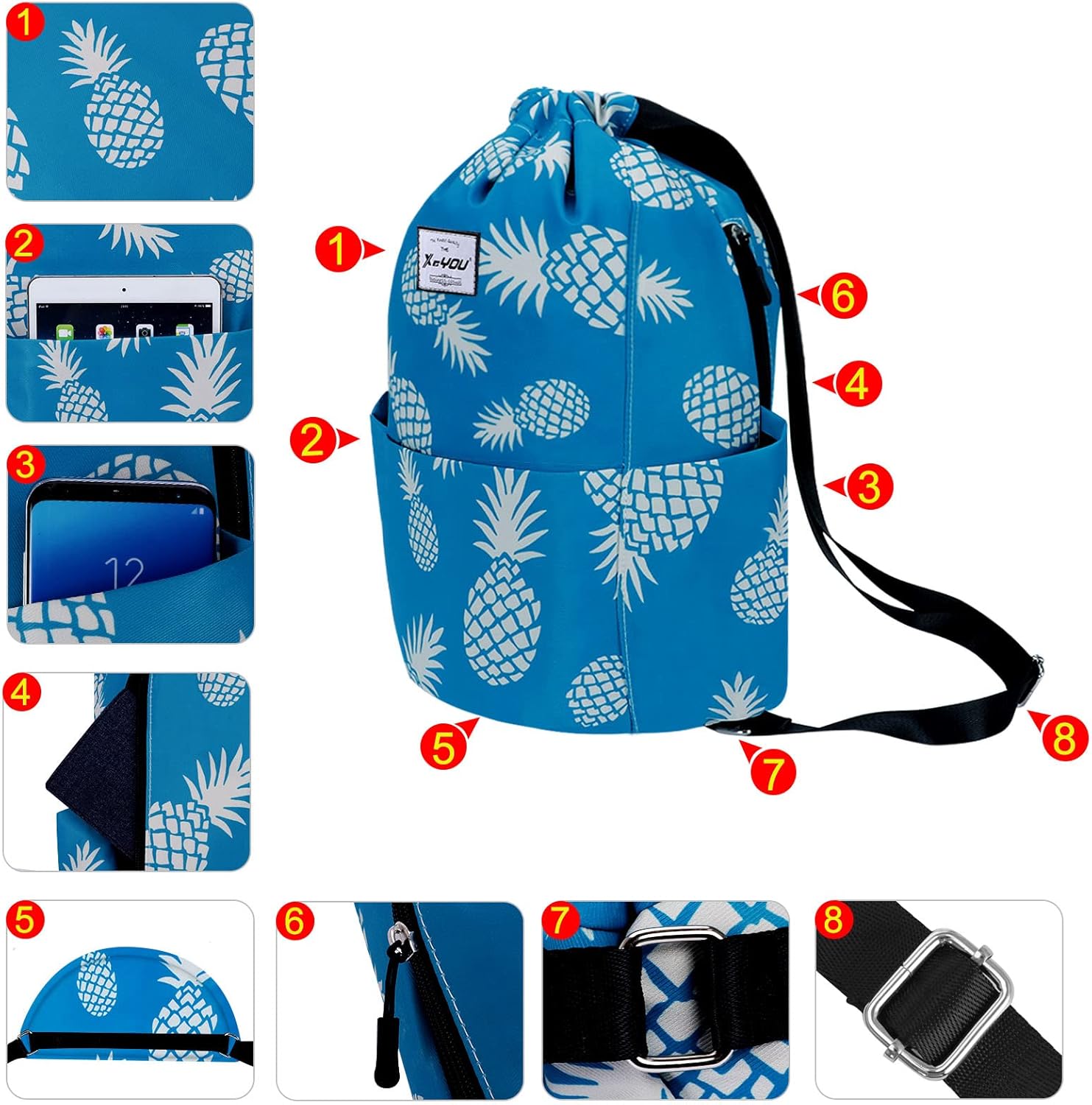 XEYOU Drawstring Sports Backpack Lightweight Gym Yoga Sackpack Shoulder Rucksack Casual Outdoor