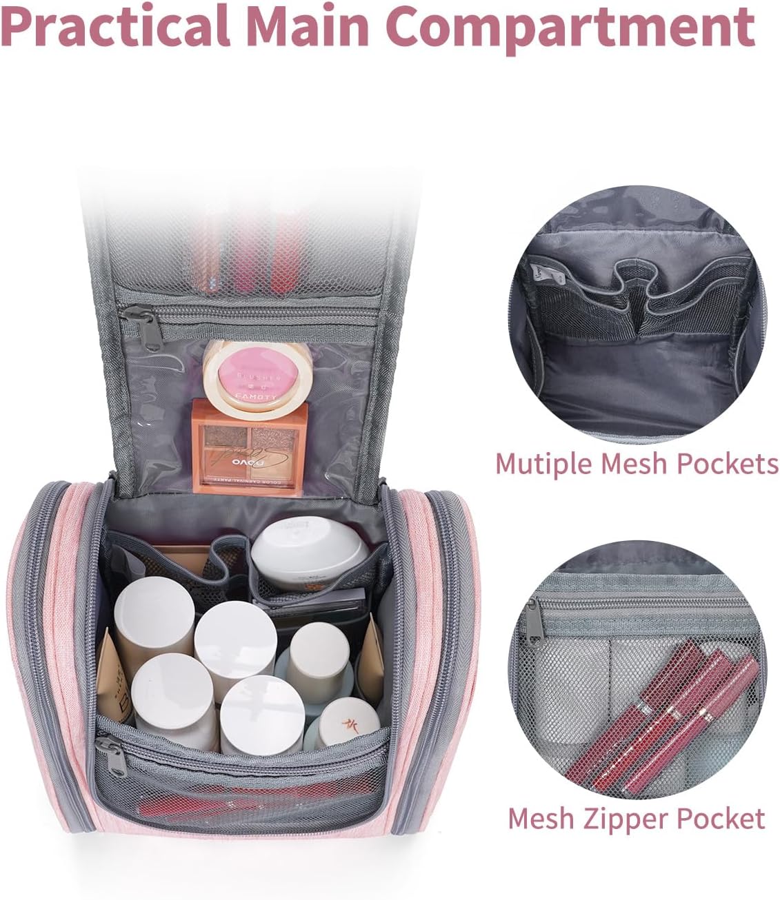 Narwey Small Hanging Toiletry Bag Women Travel Makeup Bag Organizer Toiletries Bag for Travel Size