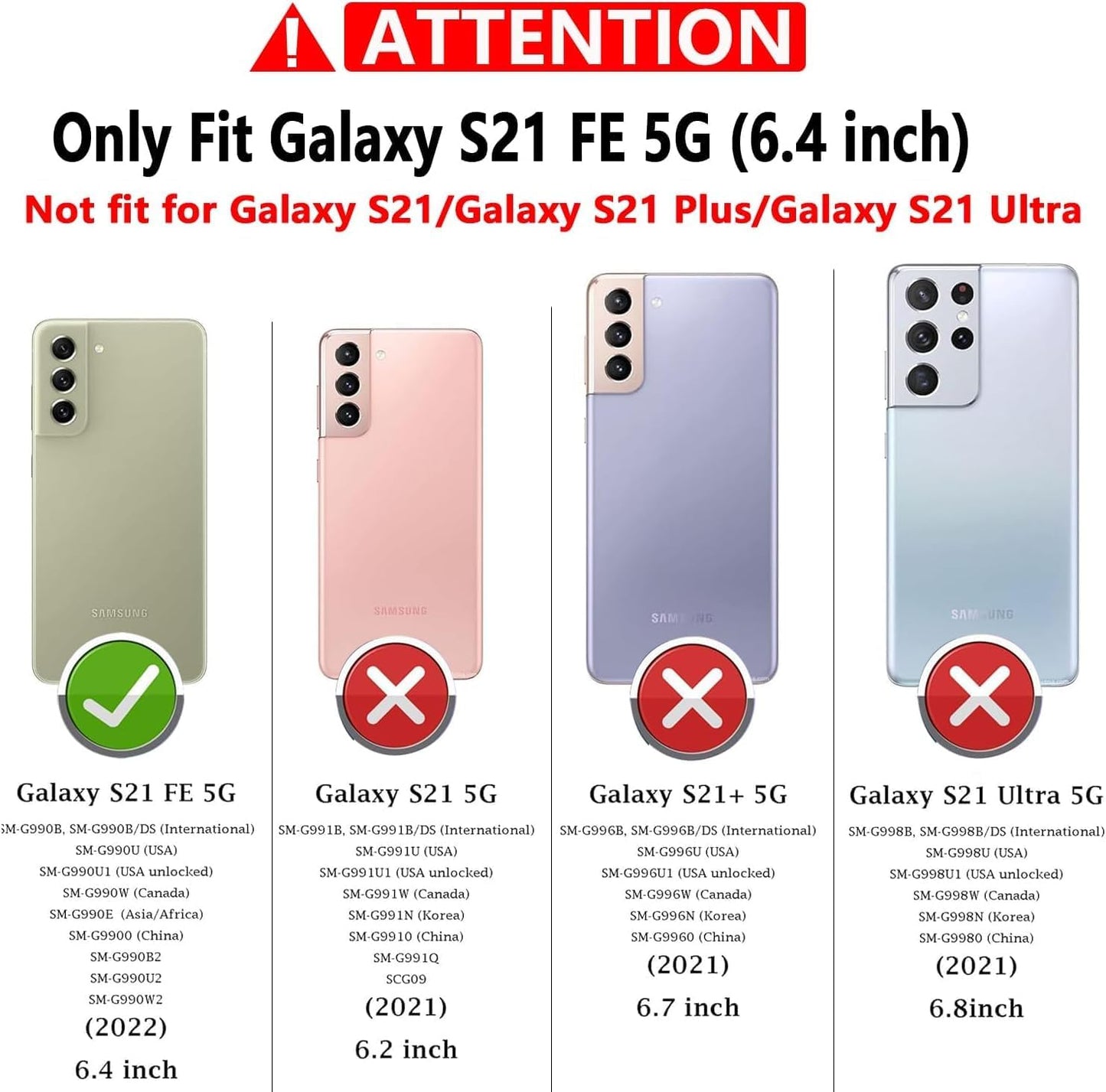 for Samsung S21 FE Case with Screen Protector: [Military Grade 20ft. Drop Tested] Ring Shockproof Protective Phone Case for -Samsung Galaxy S21 FE (Red)