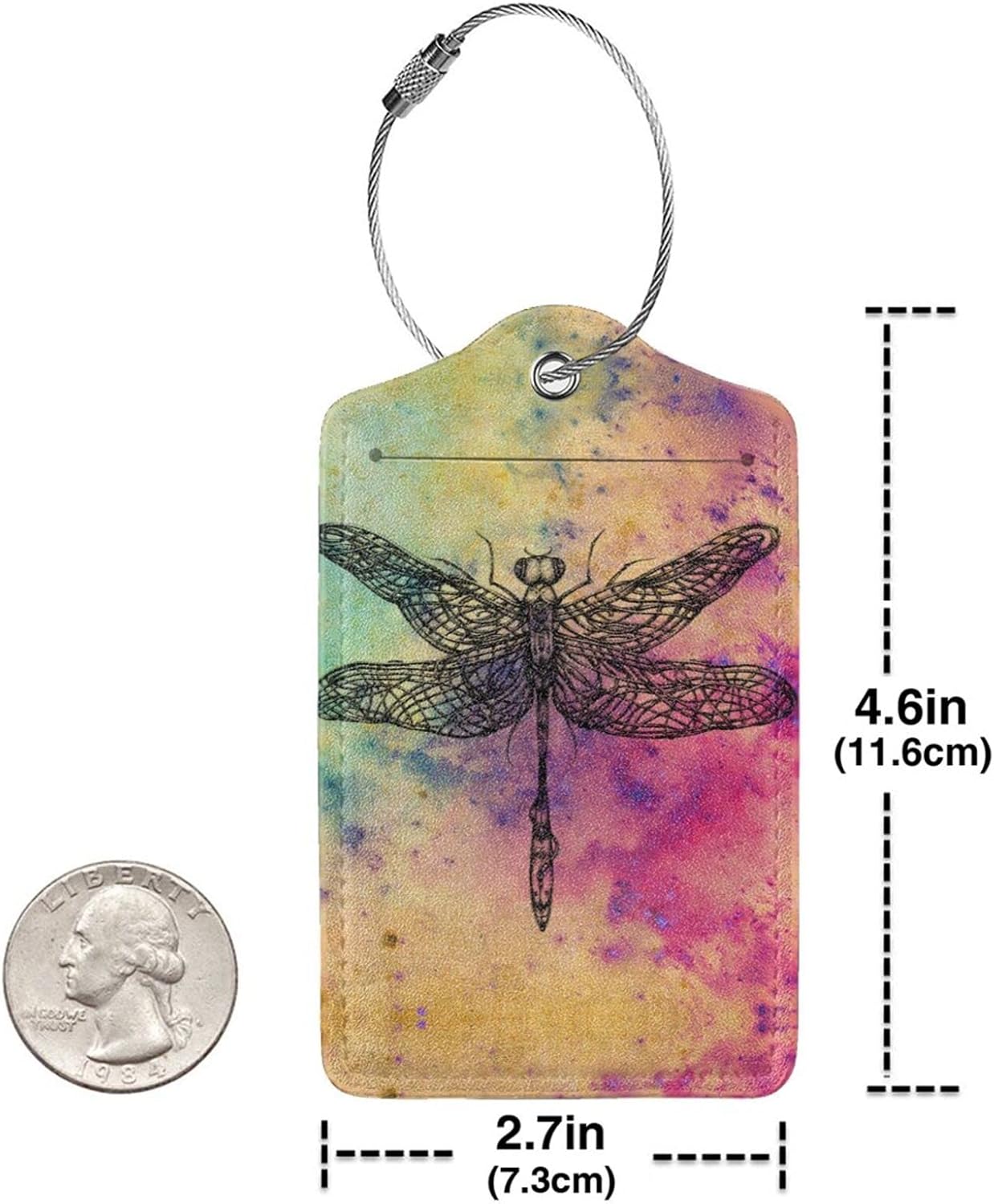 Dragonfly 2 Pcs Luggage Tags, Privacy Cover Id Label with Stainless Steel Loop and Address Card for Suitcases & Travel Bags