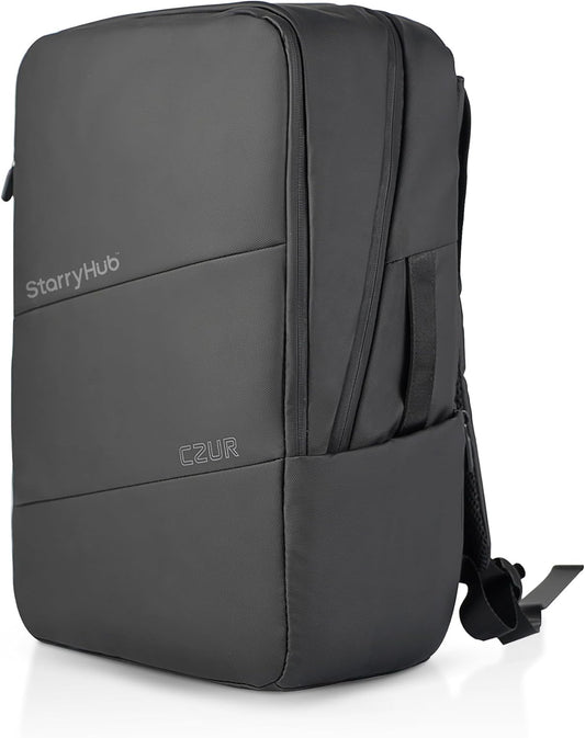 CZUR Business Travel Backpack for Men, Black Water Resistant Laptop Backpack, High Capacity Work Backpack Fits 17.3 Inch Laptop
