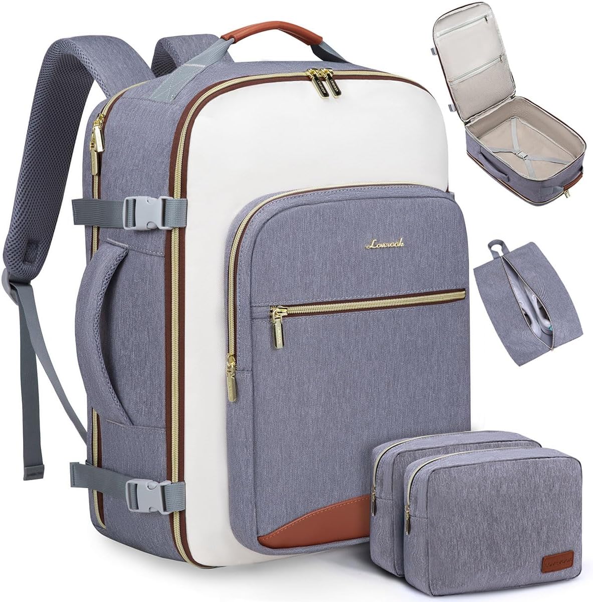 LOVEVOOK 50L Travel Backpack for Women & Men, Airline Approved Carry On Luggage with 3 Packing Cubes, TSA Overnight Bags, Waterproof Personal Item Bag, Weekender Essentials Backpacks fits 17" Laptop