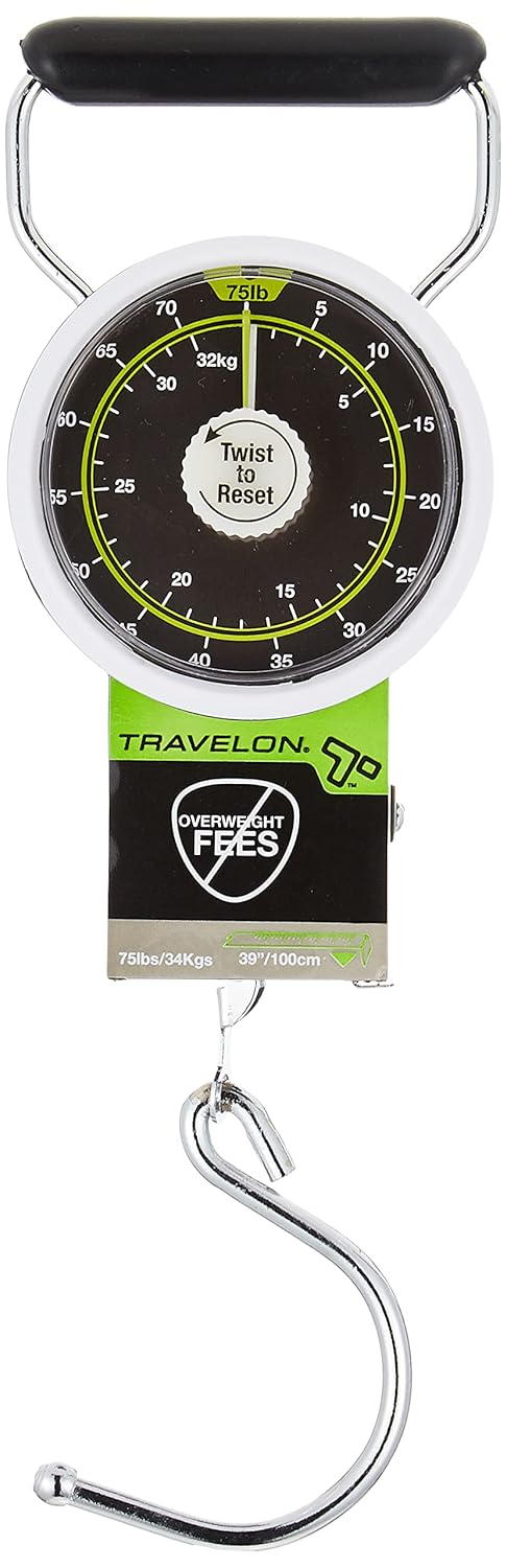 Travelon Stop and Lock Luggage Scale with Tape Measure