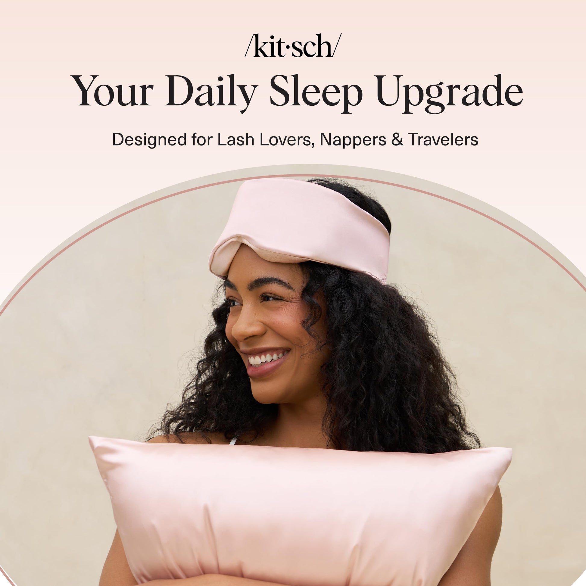 Kitsch Contour Satin Sleep Mask | Eye Masks for Sleep - Blush