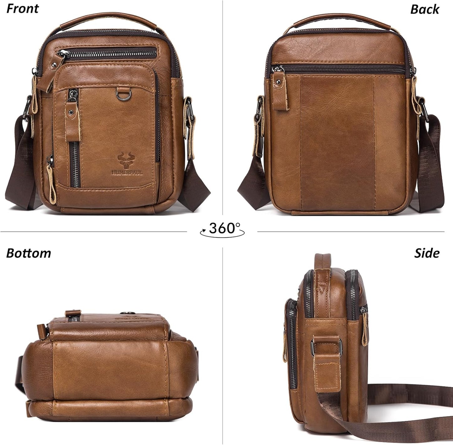 Messenger Bag for Men, Man Bag Genuine Leather Crossbody Shoulder Bag Handbag Satchel Bags for Work Travel